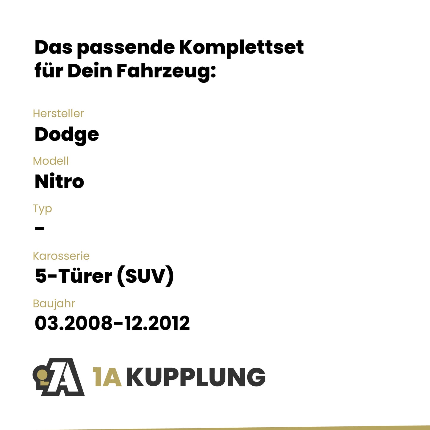 Dodge Nitro 5-Türer (SUV) 03.2008-12.2012 - BRiNK Anhängerkupplung mit JAEGER Elektrosatz