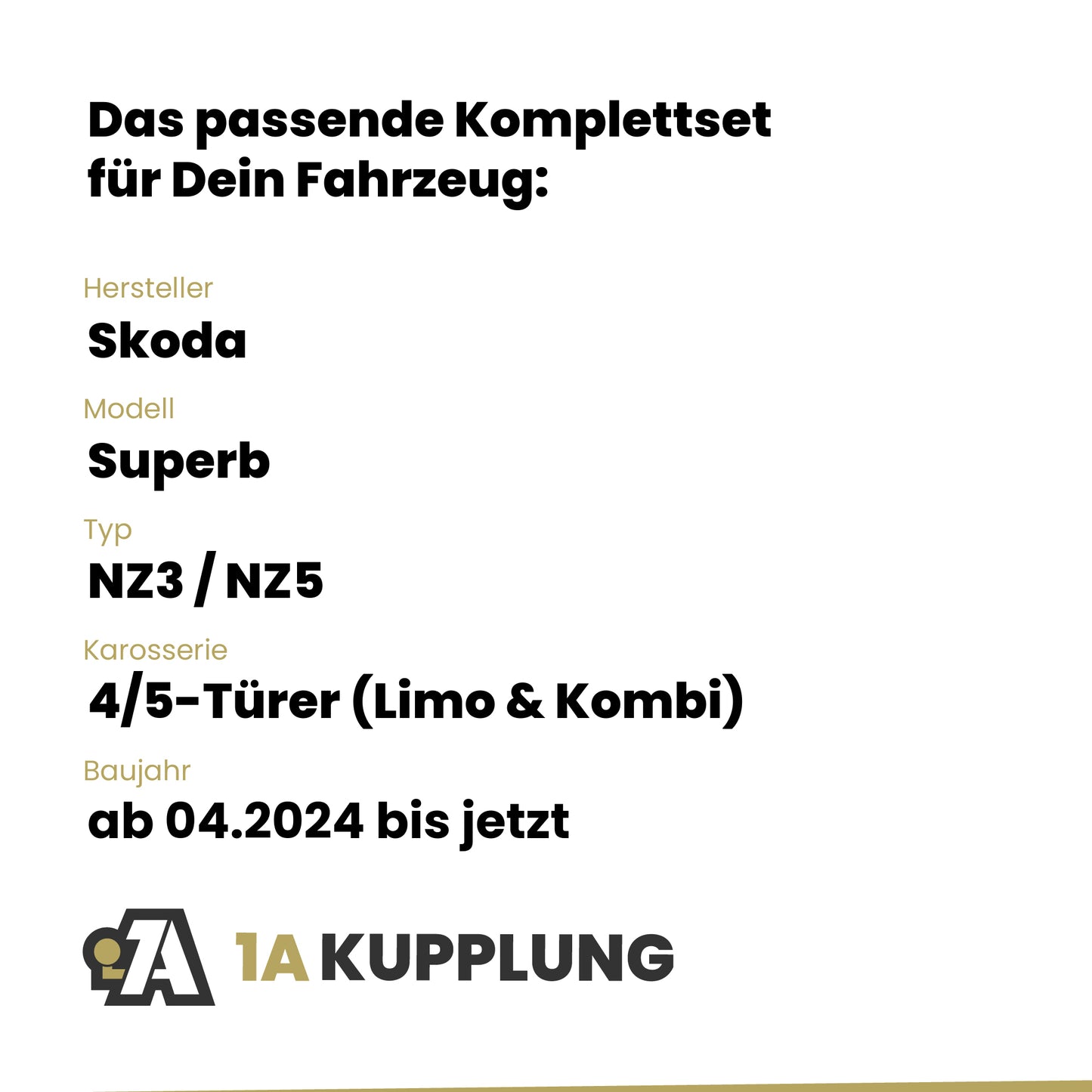 Skoda Superb 4/5-Türer (Limo & Kombi) ab 04.2024 NZ3 / NZ5 BRiNK Anhängerkupplung mit JAEGER Elektrosatz
