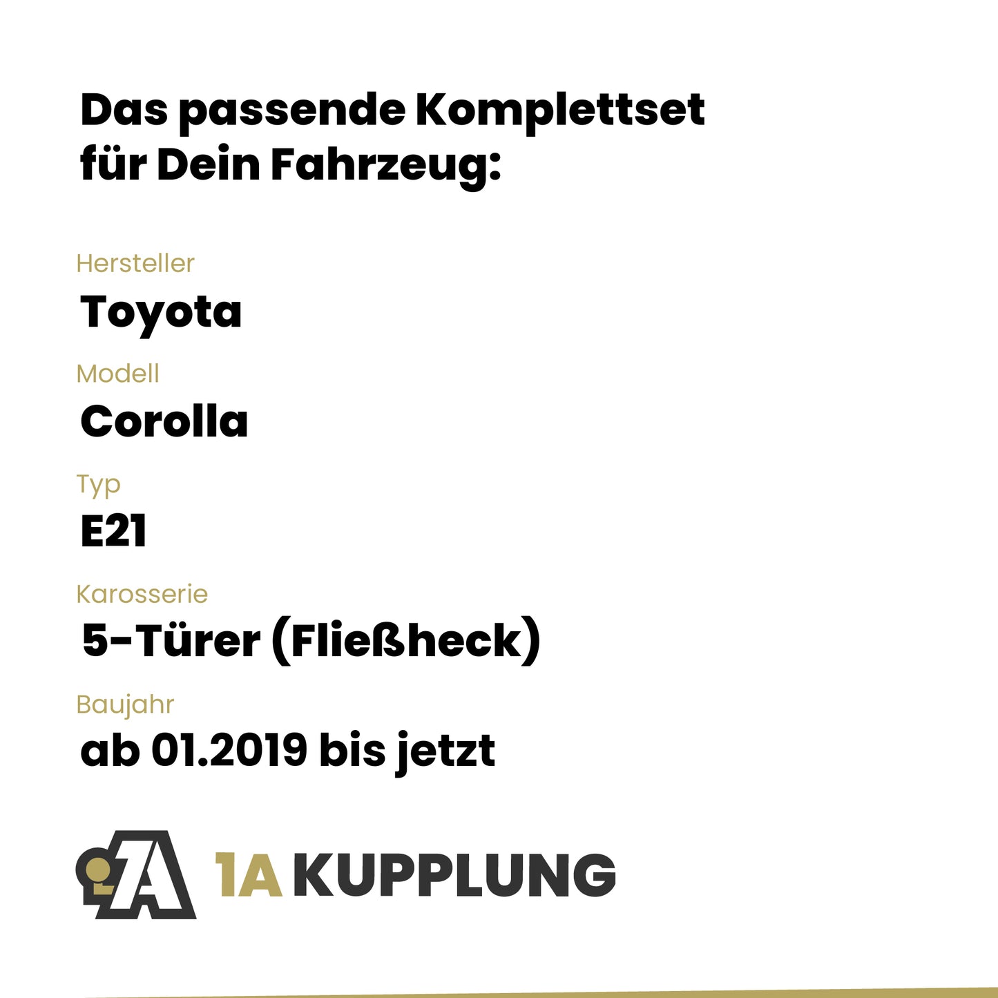 Toyota Corolla 5-Türer (Fließheck) ab 05.2022 E21 BRiNK Anhängerkupplung mit JAEGER Elektrosatz