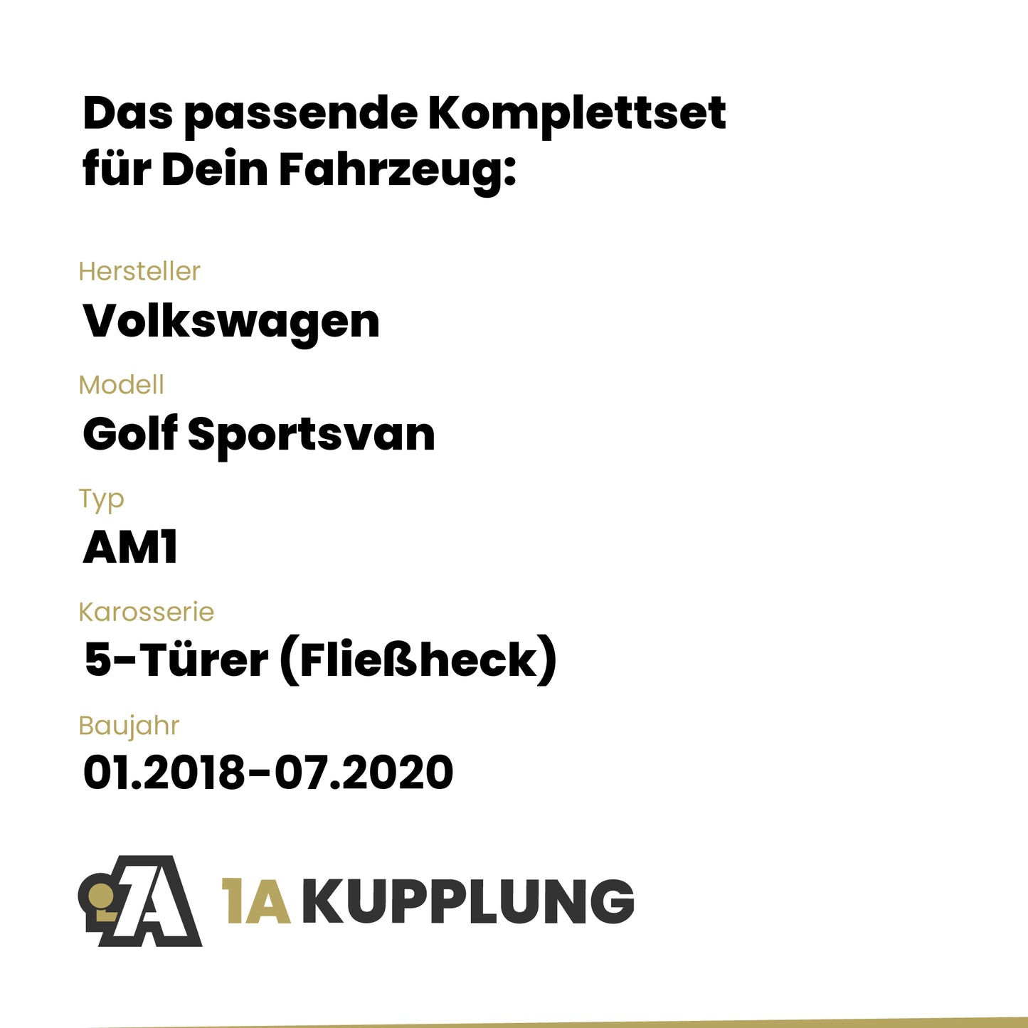 VW Golf Sportsvan 5-Türer (Fließheck) 01.2018-07.2020 AM1 BRiNK Anhängerkupplung mit JAEGER Elektrosatz