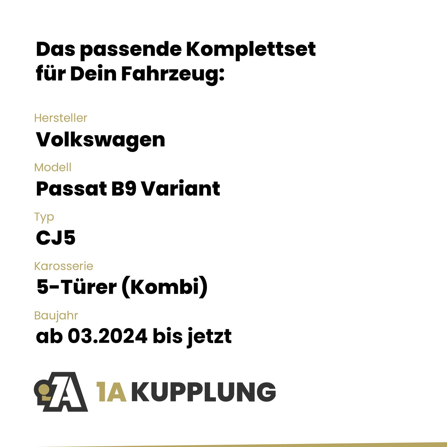 VW Passat B9 Variant 5-Türer (Kombi) ab 03.2024 CJ5 BRiNK Anhängerkupplung mit JAEGER Elektrosatz