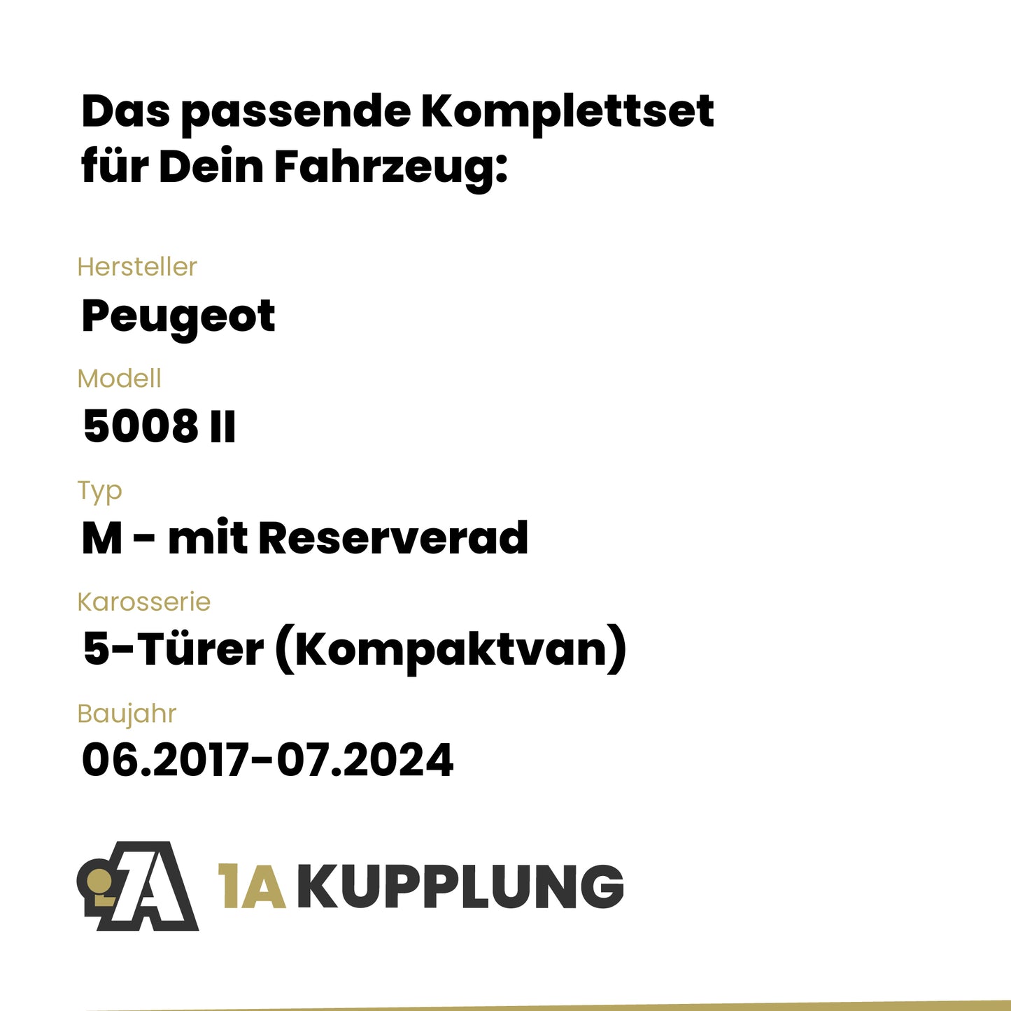 Peugeot 5008 II 5-Türer (Kompaktvan) 06.2017-07.2024 M - mit Reserverad ORIS Anhängerkupplung mit JAEGER Elektrosatz