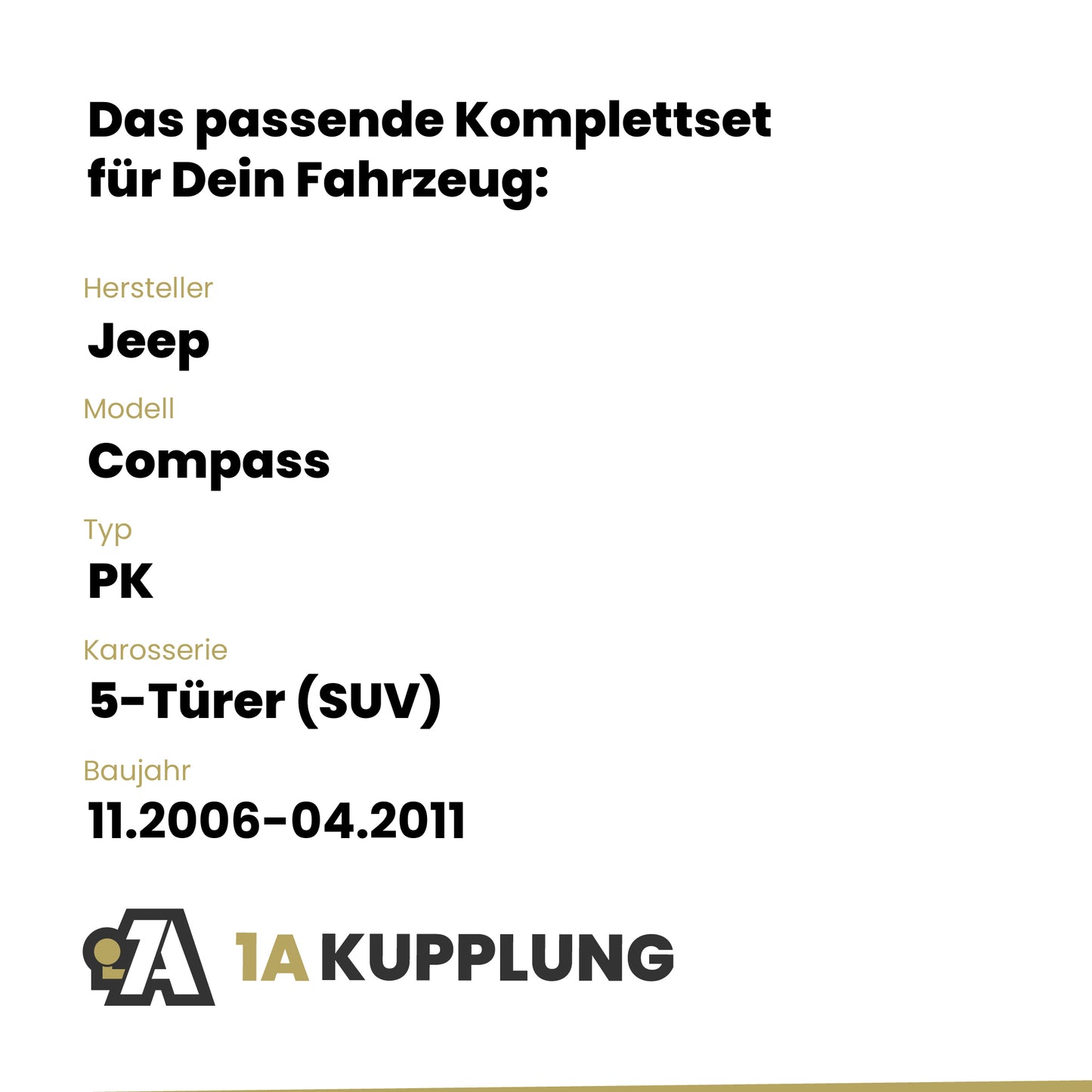 Jeep Compass 5-Türer (SUV) 11.2006-04.2011 PK BRiNK Anhängerkupplung mit JAEGER Elektrosatz