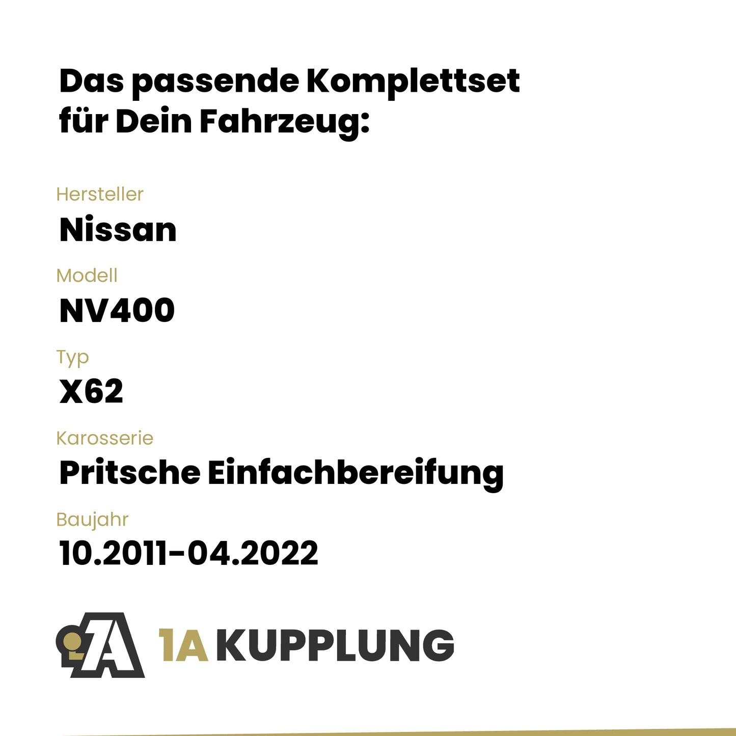Nissan NV400 Pritsche Einfachbereifung 10.2011-08.2014 X62 Westfalia-Automotive mit JAEGER Elektrosatz