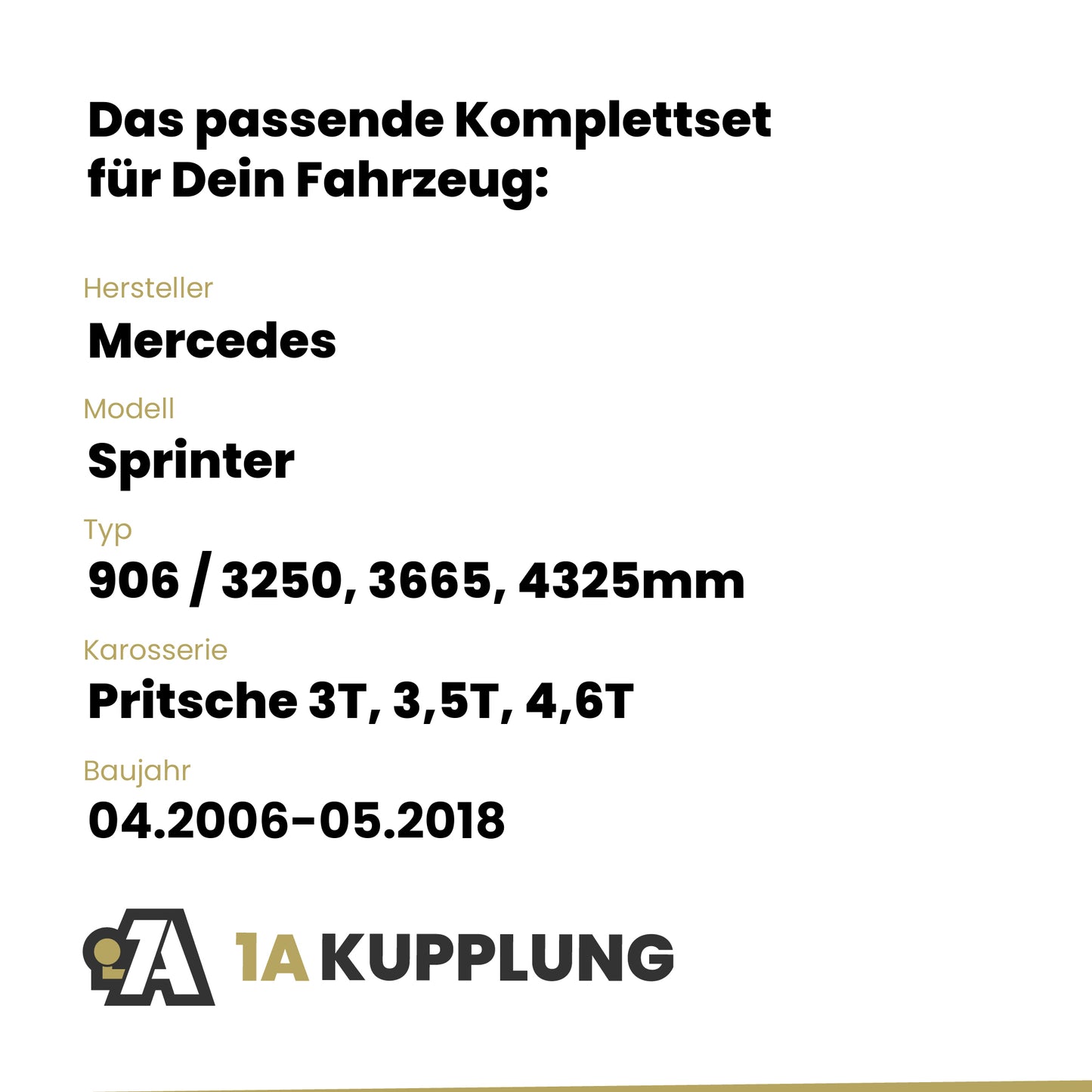 Mercedes Sprinter Pritsche 3T, 3,5T, 4,6T 04.2006-05.2018 906 / 3250, 3665, 4325mm BRiNK Anhängerkupplung mit JAEGER Elektrosatz