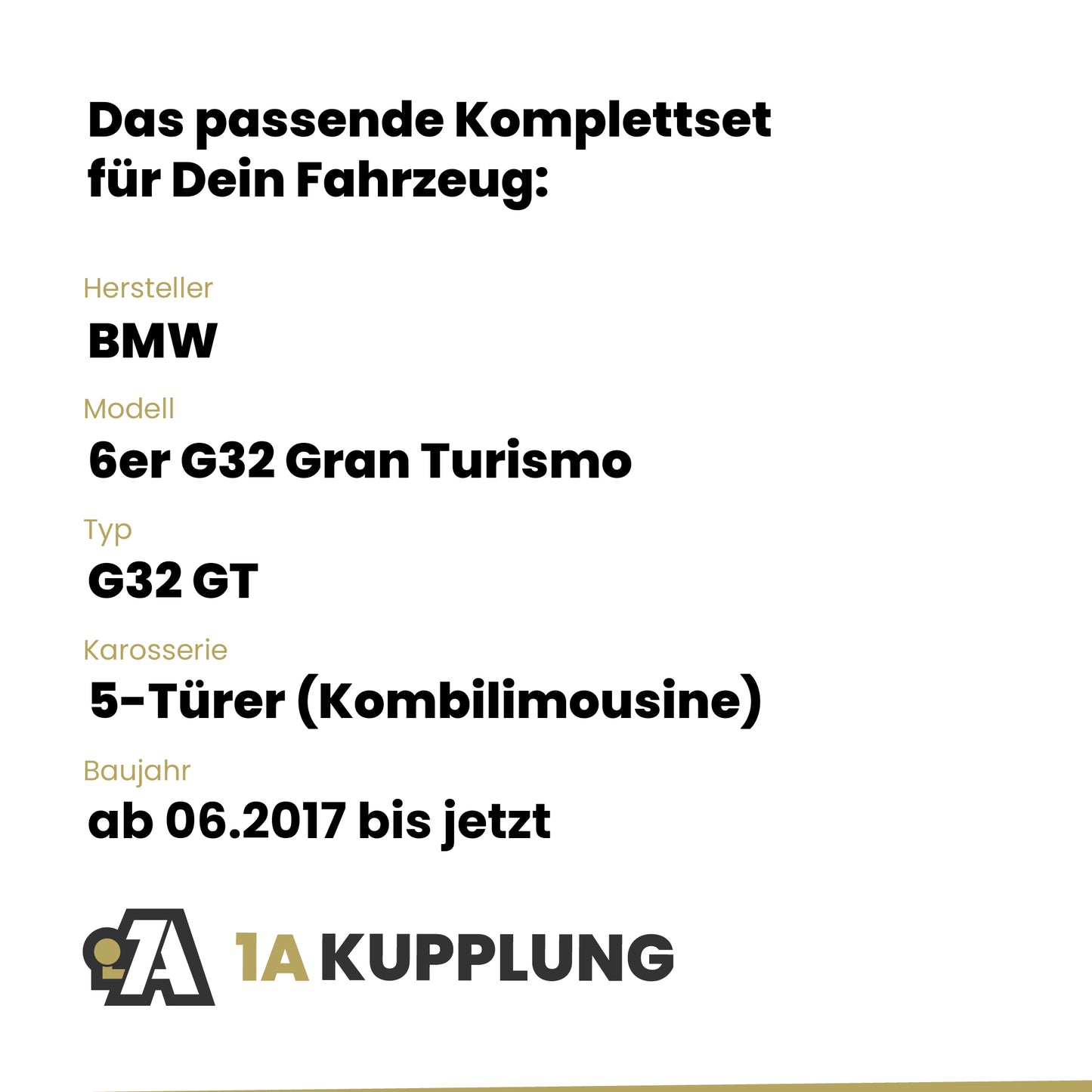 BMW 6er G32 Gran Turismo 5-Türer (Kombilimousine) ab 06.2017 G32 GT BRiNK Anhängerkupplung mit JAEGER Elektrosatz