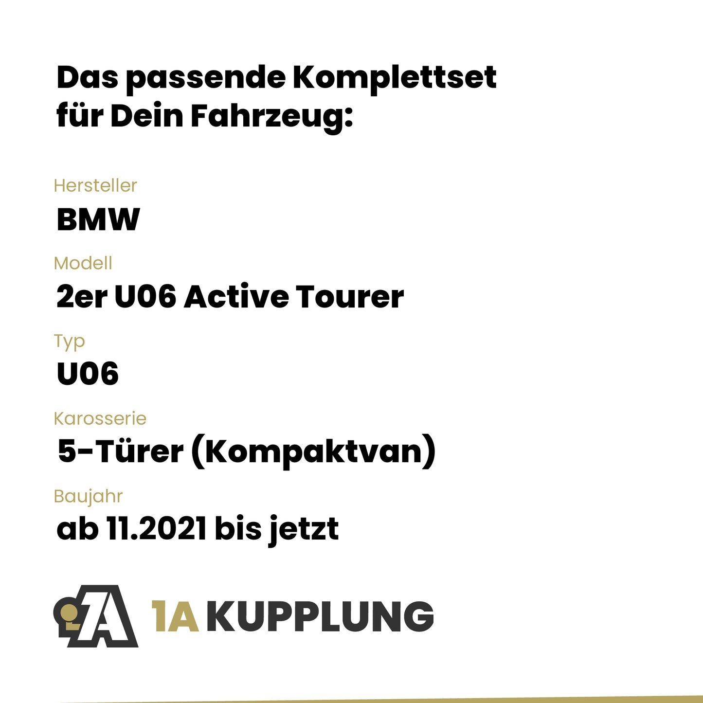 BMW 2er U06 Active Tourer 5-Türer (Kompaktvan) ab 11.2021 U06 BRiNK Anhängerkupplung mit JAEGER Elektrosatz