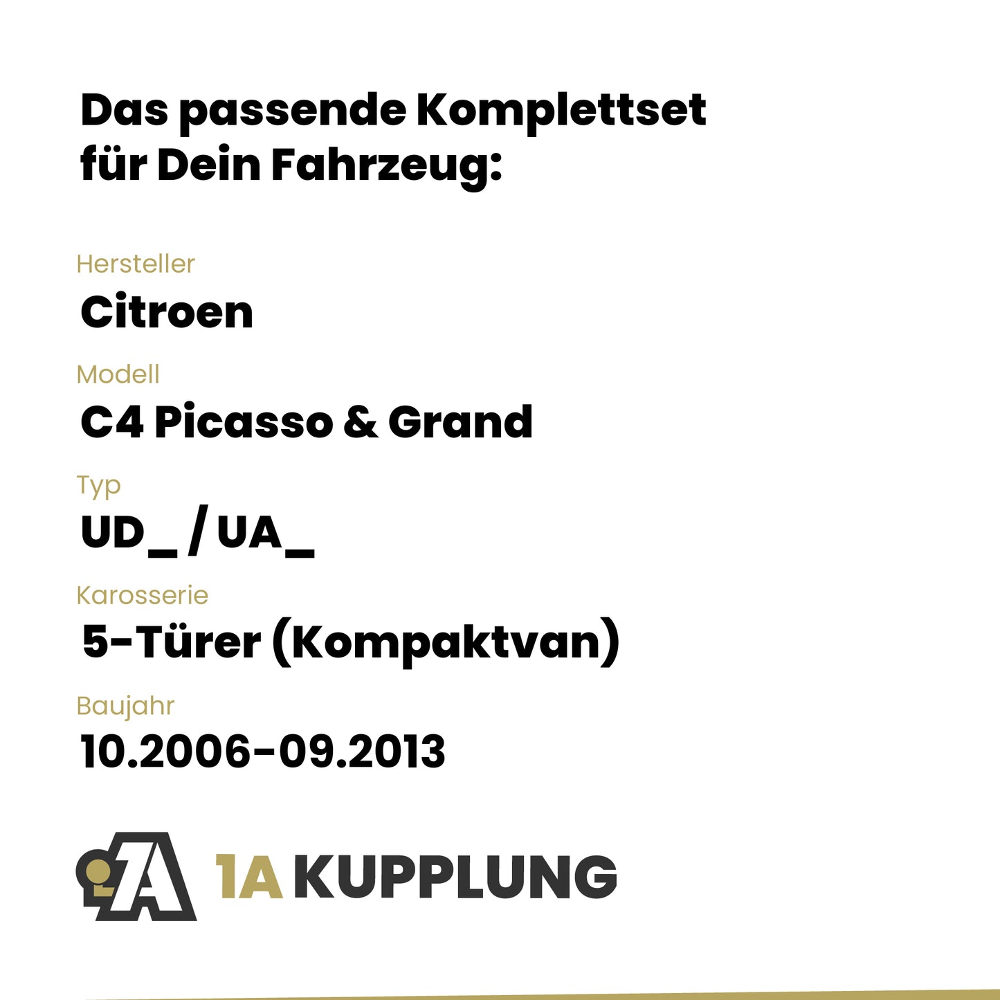 Citroen C4 Picasso & Grand 5-Türer (Kompaktvan) 10.2006-09.2013 UD_ / UA_ BRiNK Anhängerkupplung mit JAEGER Elektrosatz