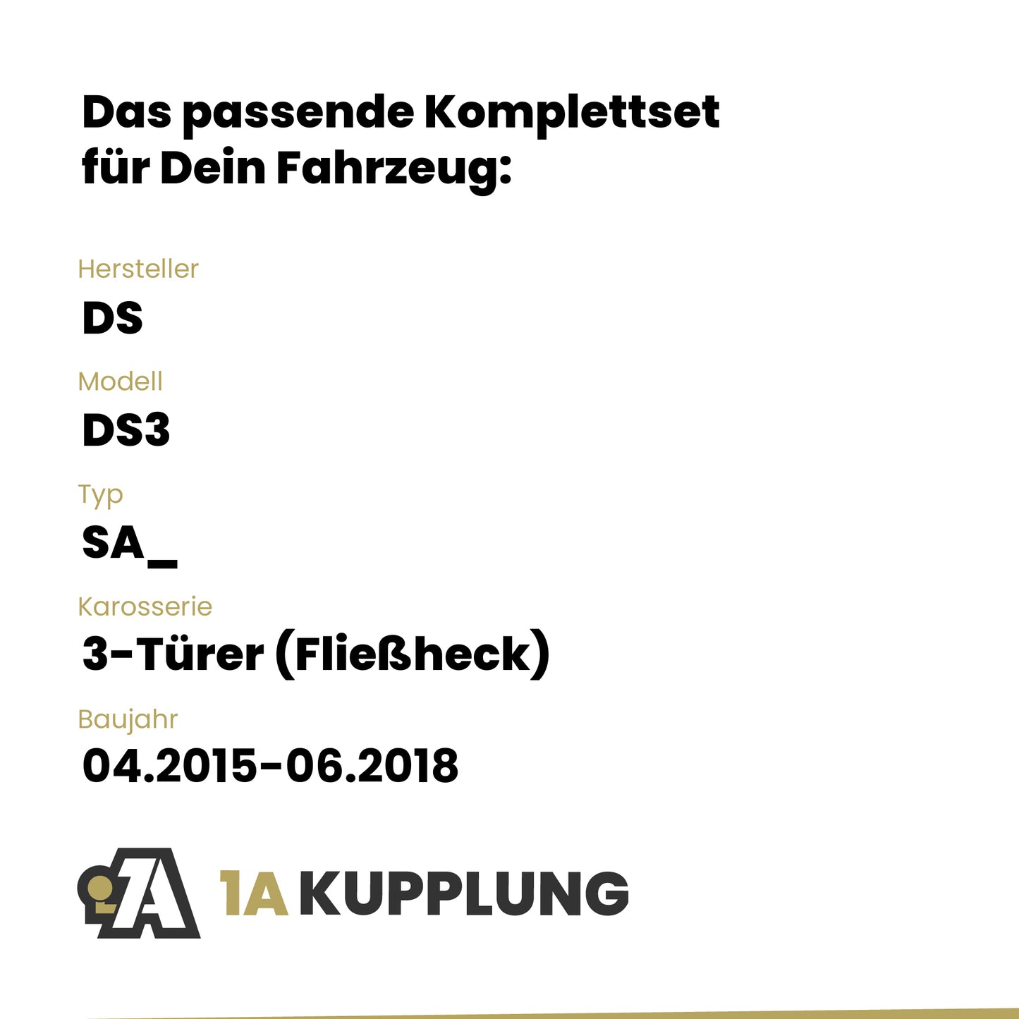 DS DS3 3-Türer (Fließheck) 04.2015-06.2018 SA_ BRiNK Anhängerkupplung mit JAEGER Elektrosatz