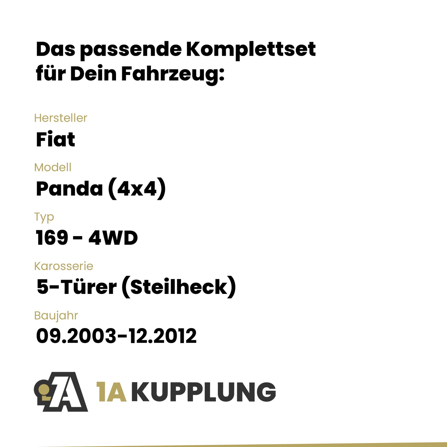 Fiat Panda (4x4) 5-Türer (Steilheck) 09.2003-12.2012 169 - 4WD BRiNK Anhängerkupplung mit JAEGER Elektrosatz