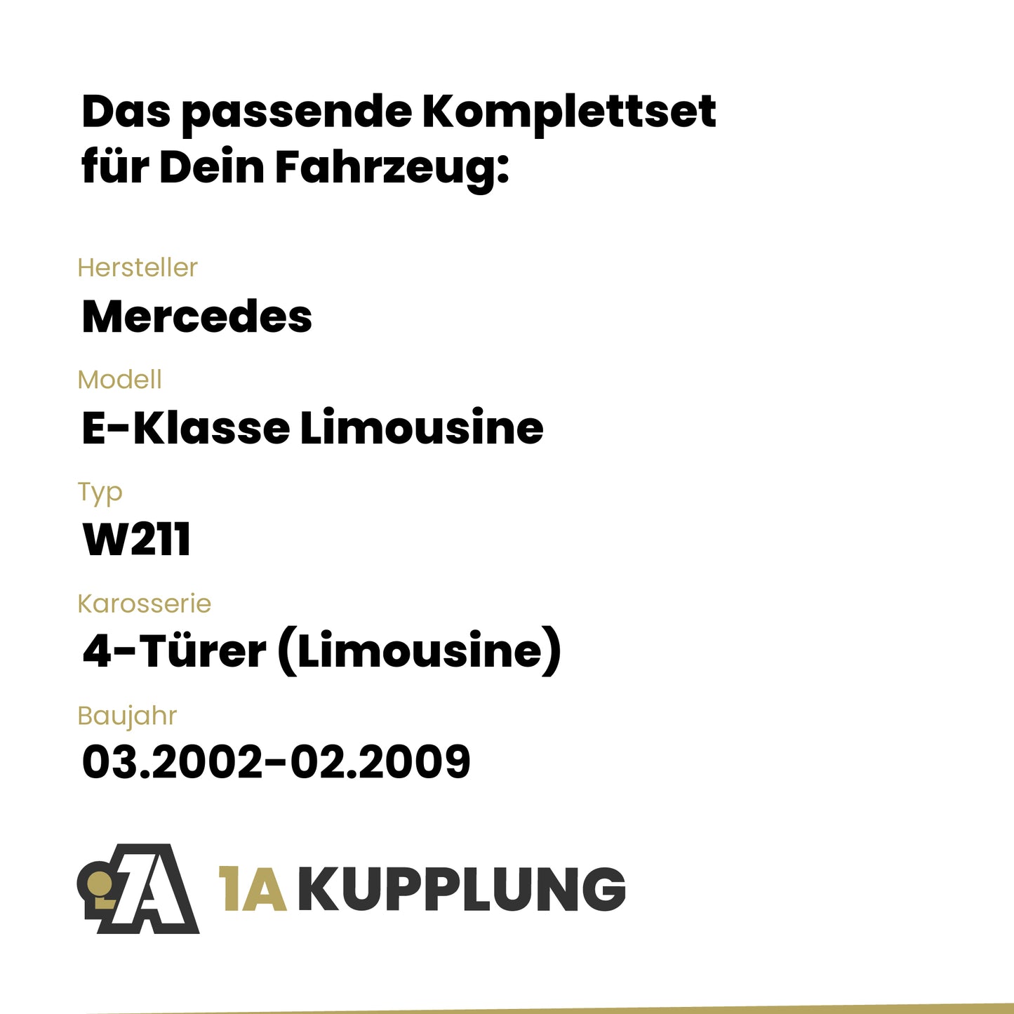 Mercedes E-Klasse Limousine 4-Türer (Limousine) 03.2002-02.2009 W211 BRiNK Anhängerkupplung mit JAEGER Elektrosatz