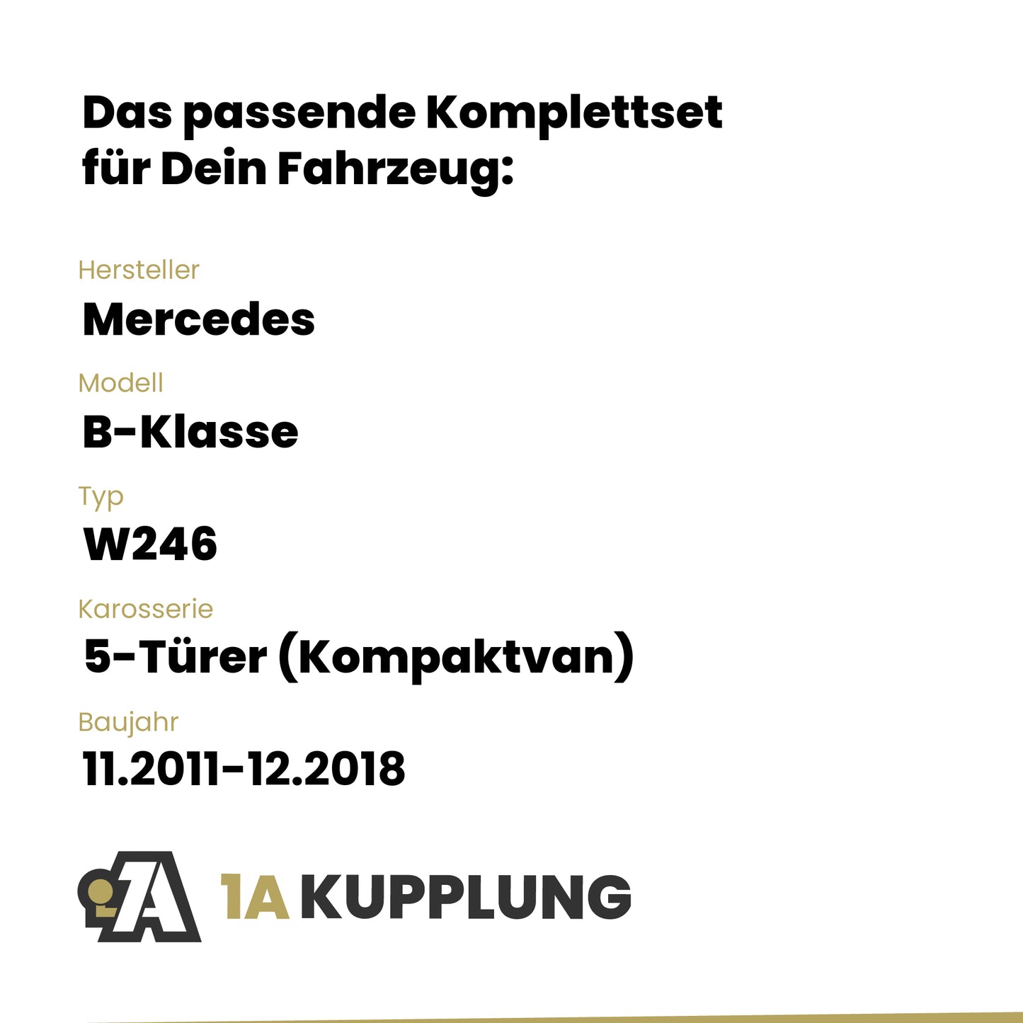 Mercedes B-Klasse 5-Türer (Kompaktvan) 11.2011-12.2018 W246 BRiNK Anhängerkupplung mit JAEGER Elektrosatz