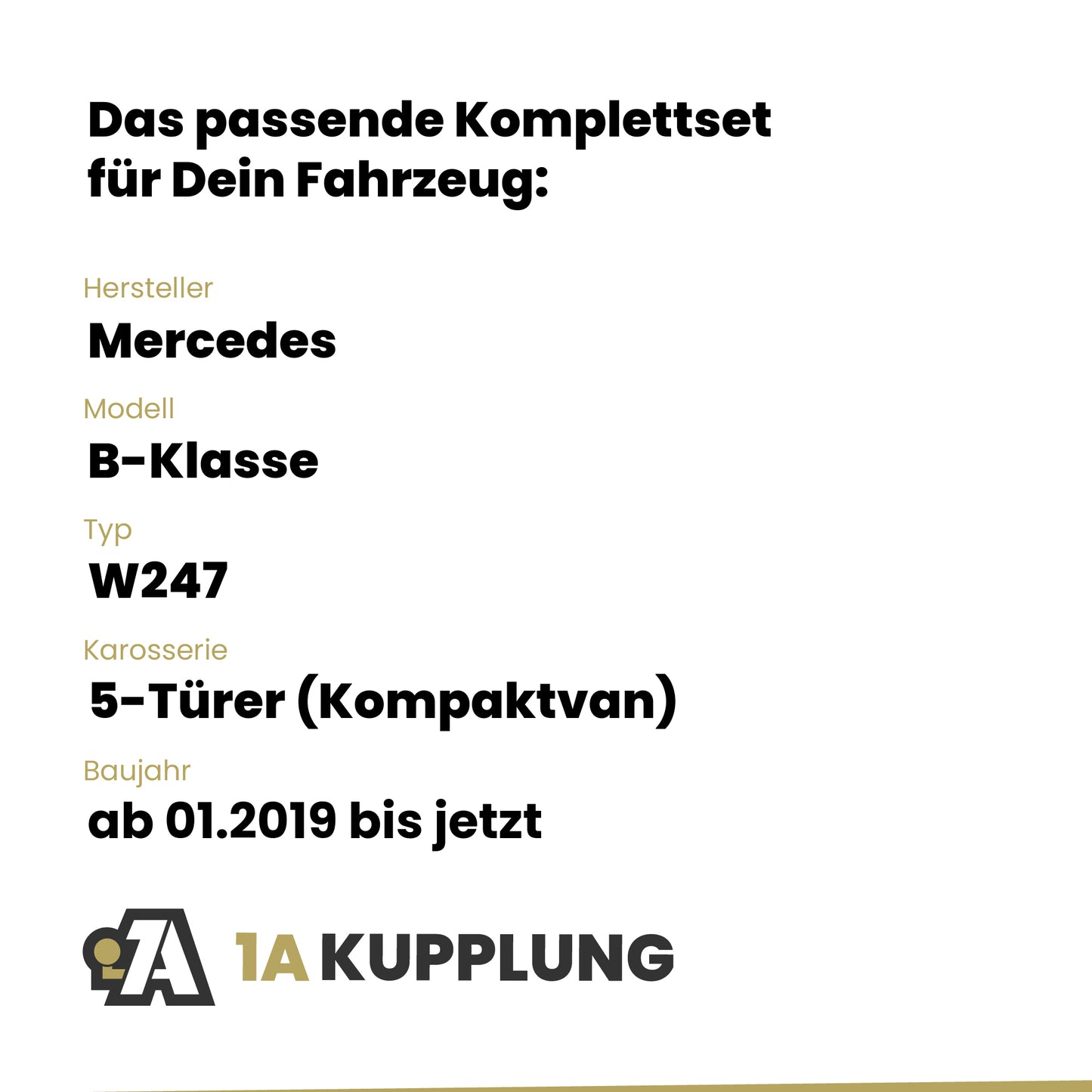 Mercedes B-Klasse 5-Türer (Kompaktvan) ab 01.2019 W247 BRiNK Anhängerkupplung mit JAEGER Elektrosatz
