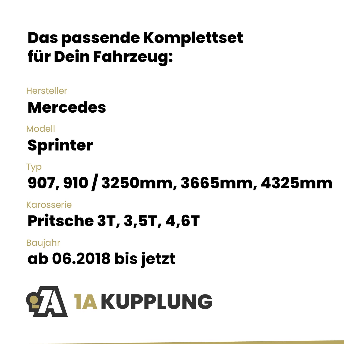 Mercedes Sprinter Pritsche 3T, 3,5T, 4,6T ab 06.2018 907, 910 / 3250mm, 3665mm, 4325mm BRiNK Anhängerkupplung mit JAEGER Elektrosatz