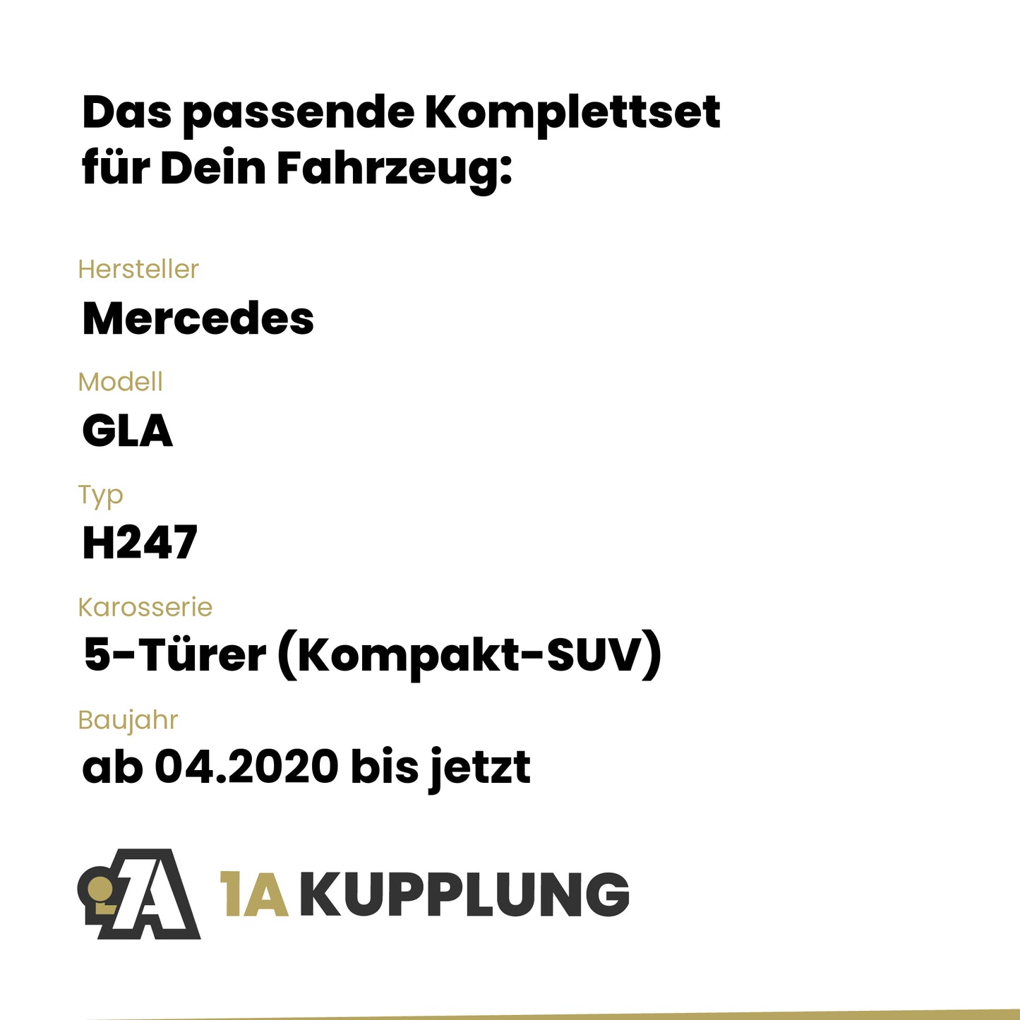 Mercedes GLA 5-Türer (Kompakt-SUV) ab 04.2020 H247 BRiNK Anhängerkupplung mit JAEGER Elektrosatz