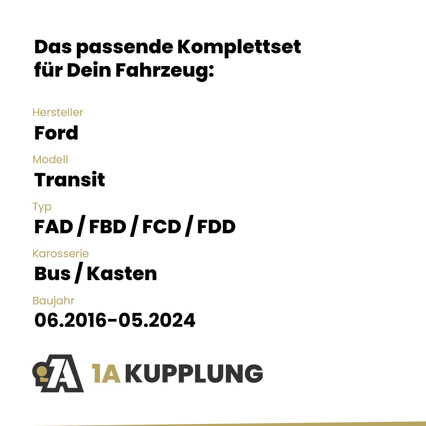 Ford Transit Bus / Kasten 06.2016-05.2019 FAD / FBD / FCD / FDD BRiNK Anhängerkupplung mit JAEGER Elektrosatz