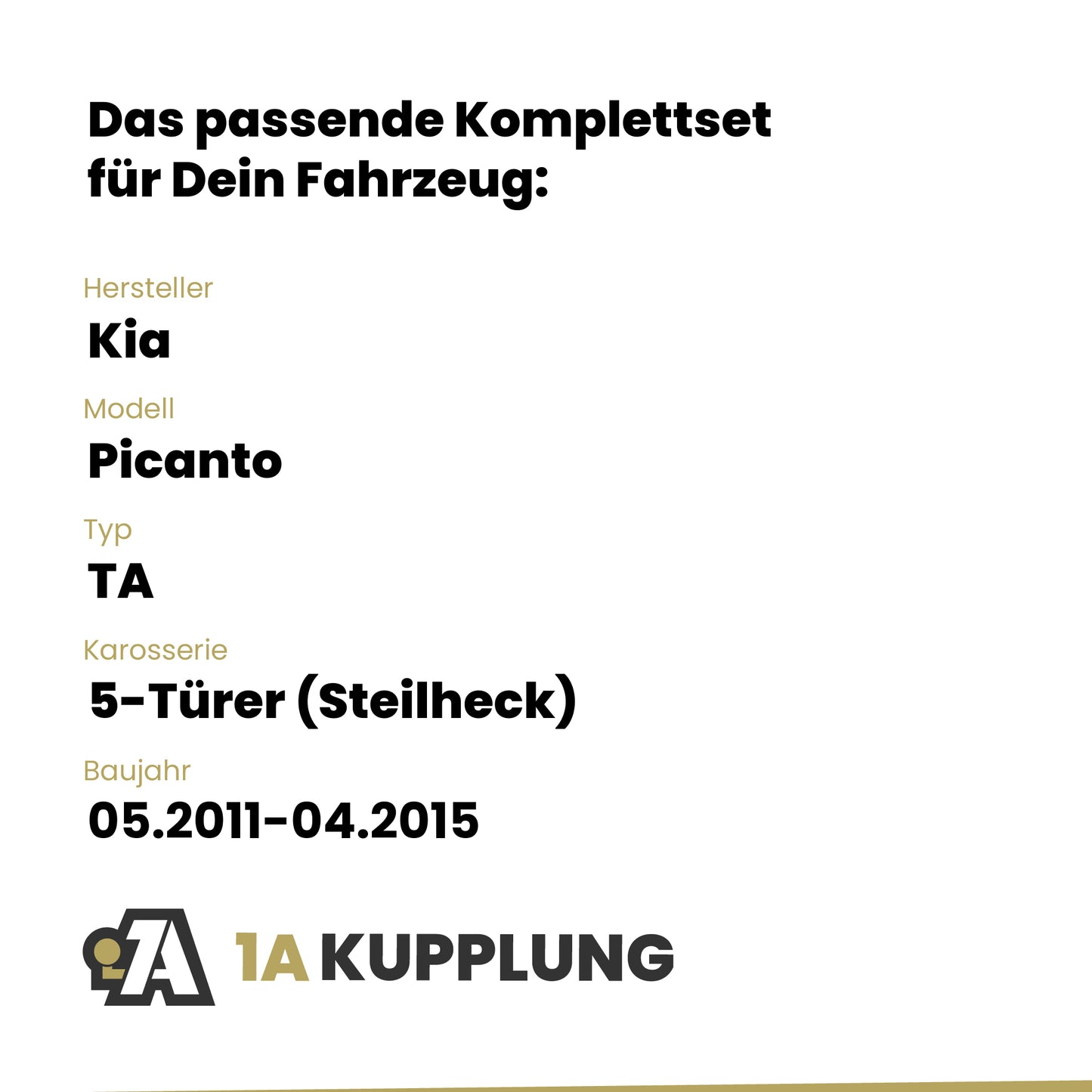 Kia Picanto 5-Türer (Steilheck) 05.2011-04.2015 TA BRiNK Anhängerkupplung mit JAEGER Elektrosatz