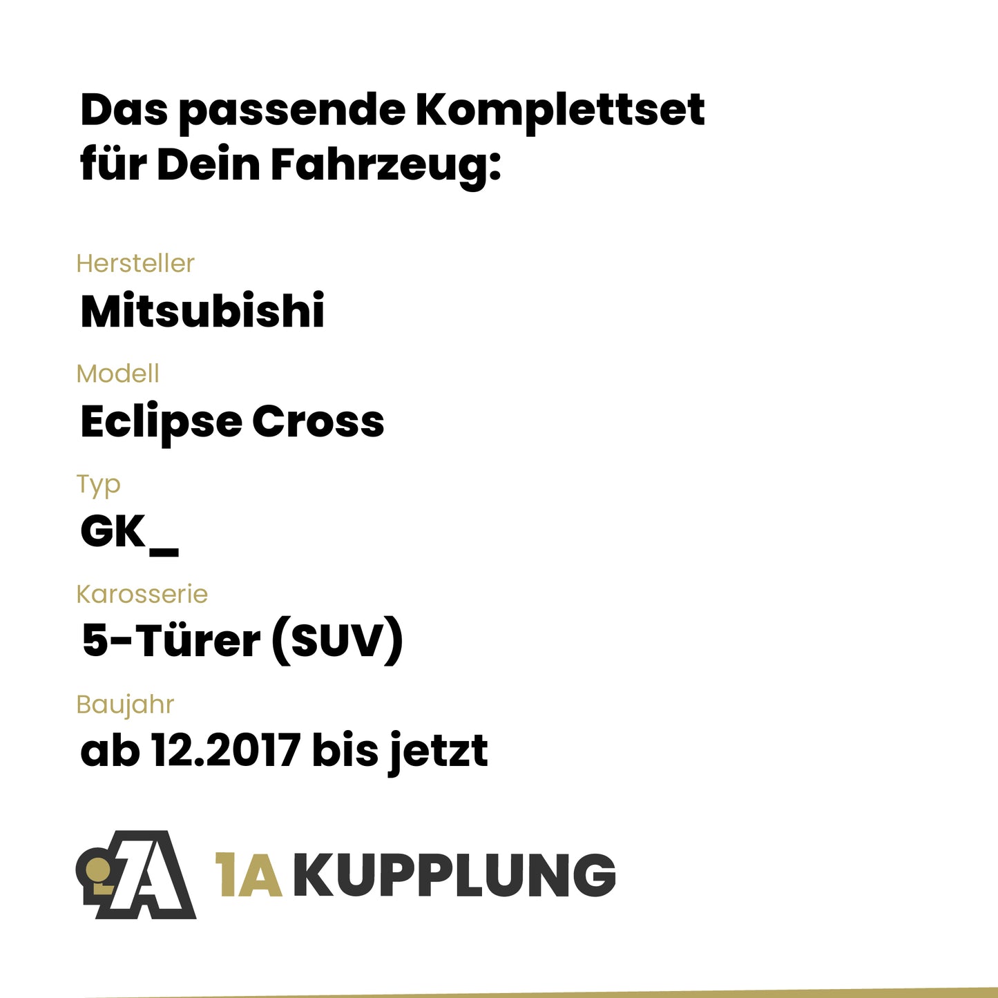 Mitsubishi Eclipse Cross 5-Türer (SUV) 12.2017-02.2021 GK_ BRiNK Anhängerkupplung mit JAEGER Elektrosatz