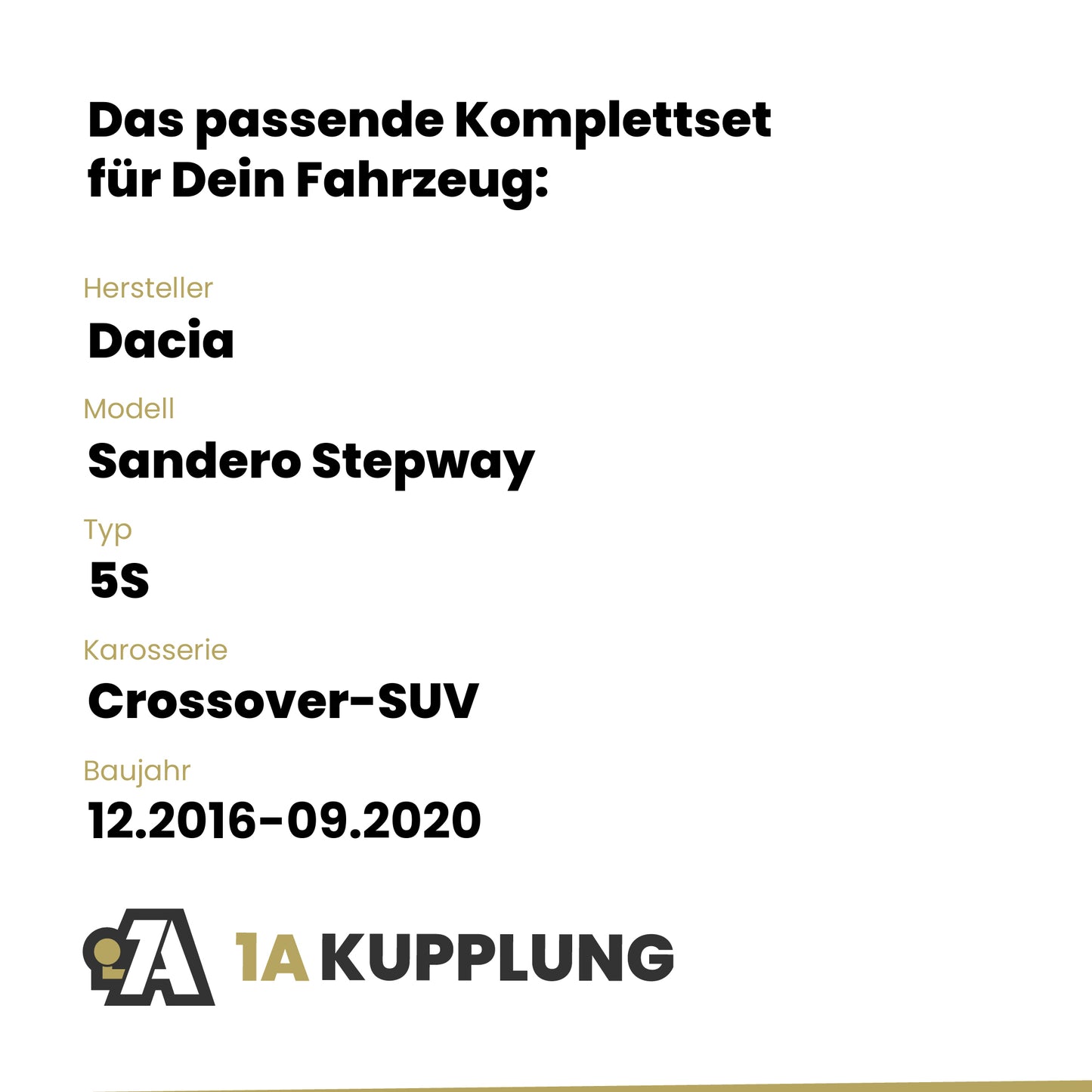 Dacia Sandero Stepway Crossover-SUV 12.2016-09.2020 5S BRiNK Anhängerkupplung mit JAEGER Elektrosatz