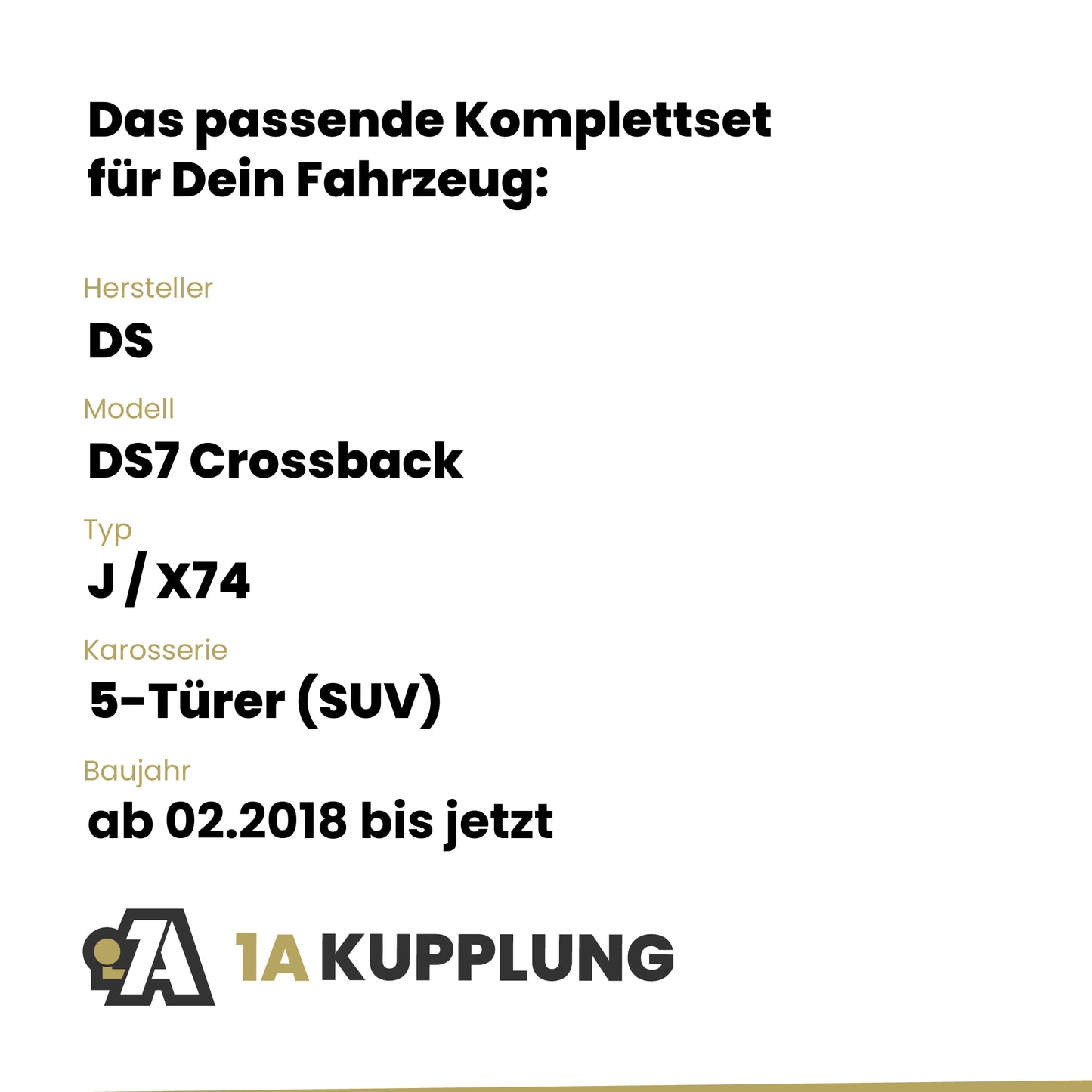 DS DS7 Crossback 5-Türer (SUV) ab 02.2018 J / X74 BRiNK Anhängerkupplung mit JAEGER Elektrosatz