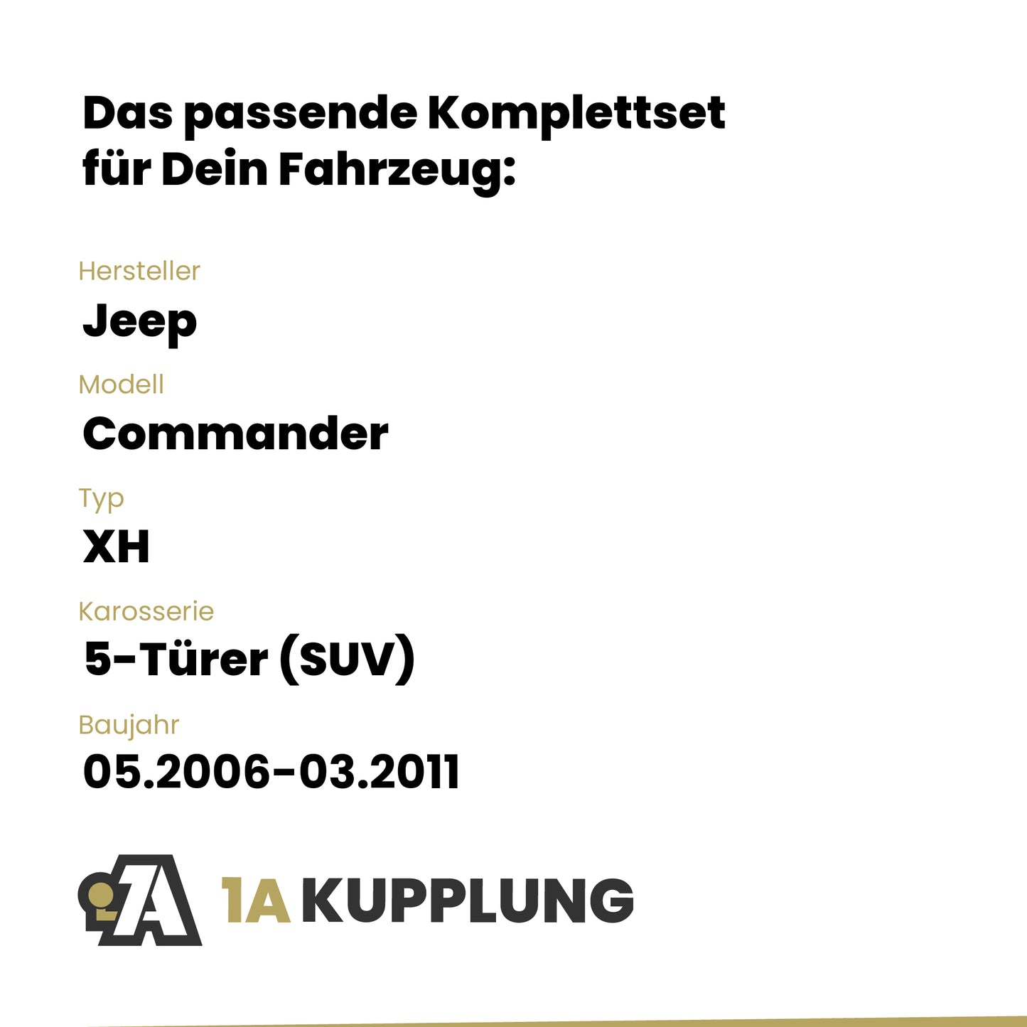 Jeep Commander 5-Türer (SUV) 05.2006-03.2011 XH BRiNK Anhängerkupplung mit JAEGER Elektrosatz