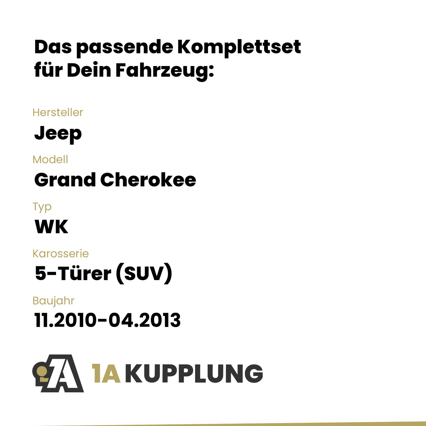 Jeep Grand Cherokee 5-Türer (SUV) 11.2010-04.2013 WK BRiNK Anhängerkupplung mit JAEGER Elektrosatz