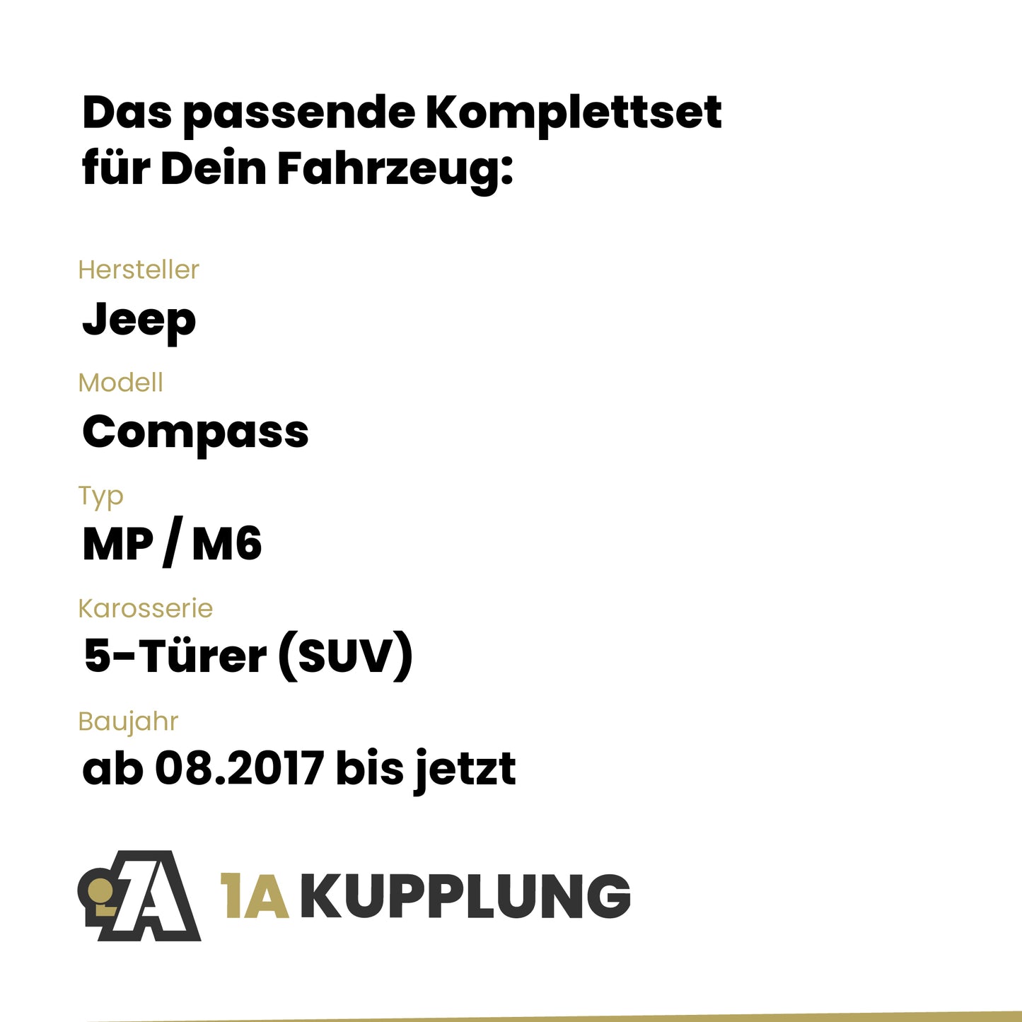 Jeep Compass 5-Türer (SUV) ab 08.2017 MP / M6 BRiNK Anhängerkupplung mit JAEGER Elektrosatz