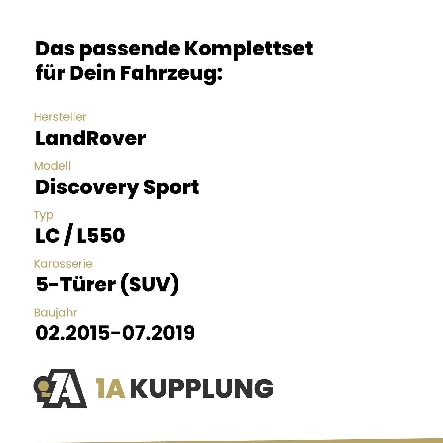 LandRover Discovery Sport 5-Türer (SUV) 02.2015-07.2019 LC / L550 BRiNK Anhängerkupplung mit JAEGER Elektrosatz