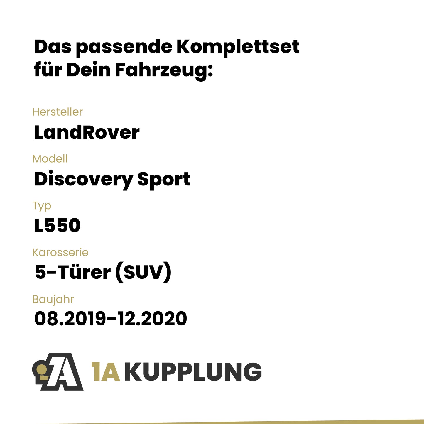 LandRover Discovery Sport 5-Türer (SUV) 08.2019-12.2020 L550 BRiNK Anhängerkupplung mit JAEGER Elektrosatz