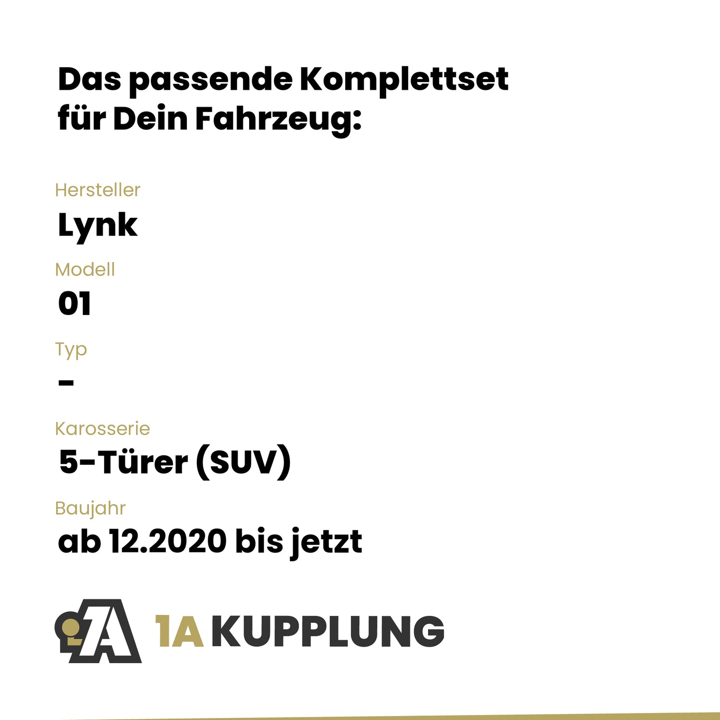 Lynk 01 5-Türer (SUV) 12.2020-10.2024 - BRiNK Anhängerkupplung mit JAEGER Elektrosatz