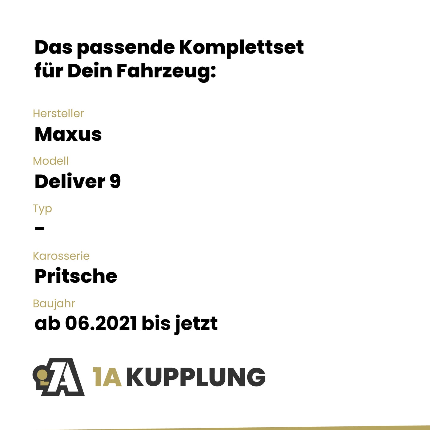 Maxus Deliver 9 Pritsche ab 06.2021 - BRiNK Anhängerkupplung mit JAEGER Elektrosatz