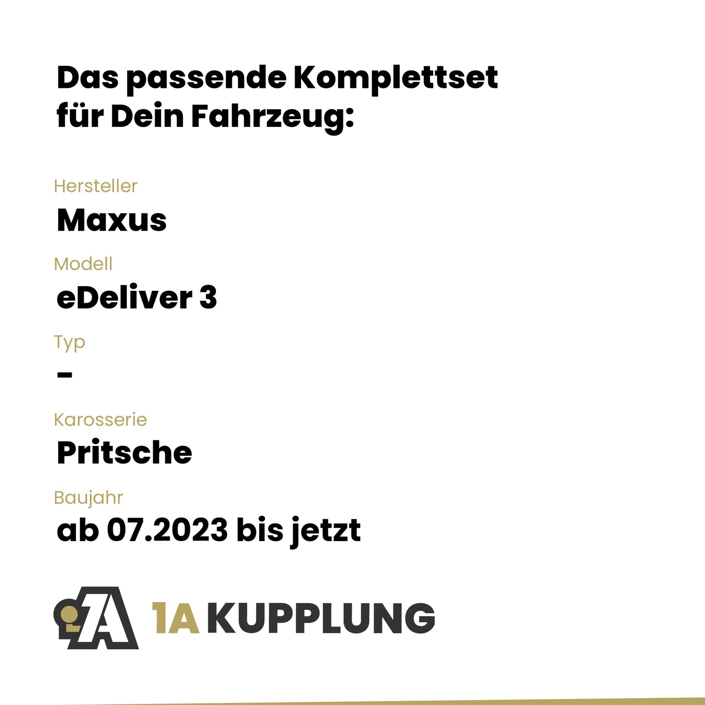 Maxus eDeliver 3 Pritsche ab 07.2023 - BRiNK Anhängerkupplung mit JAEGER Elektrosatz