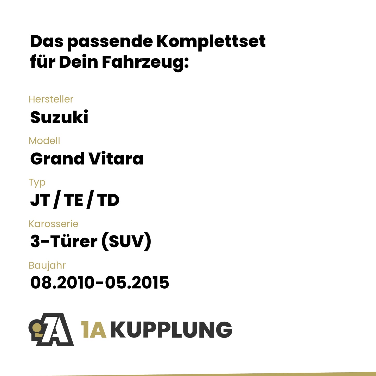 Suzuki Grand Vitara 3-Türer (SUV) 08.2010-03.2012 JT / TE / TD BRiNK Anhängerkupplung mit JAEGER Elektrosatz