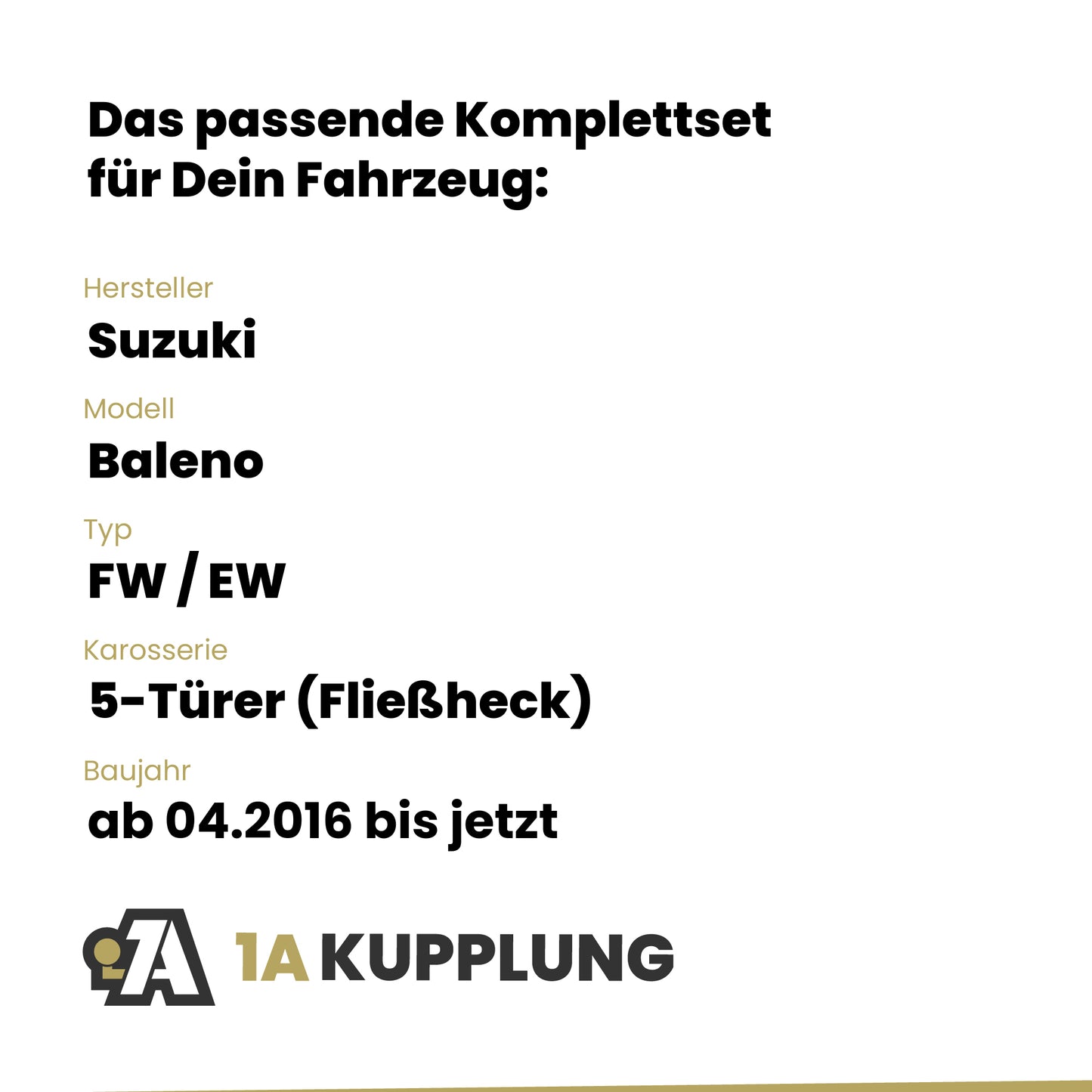 Suzuki Baleno 5-Türer (Fließheck) ab 04.2016 FW / EW BRiNK Anhängerkupplung mit JAEGER Elektrosatz