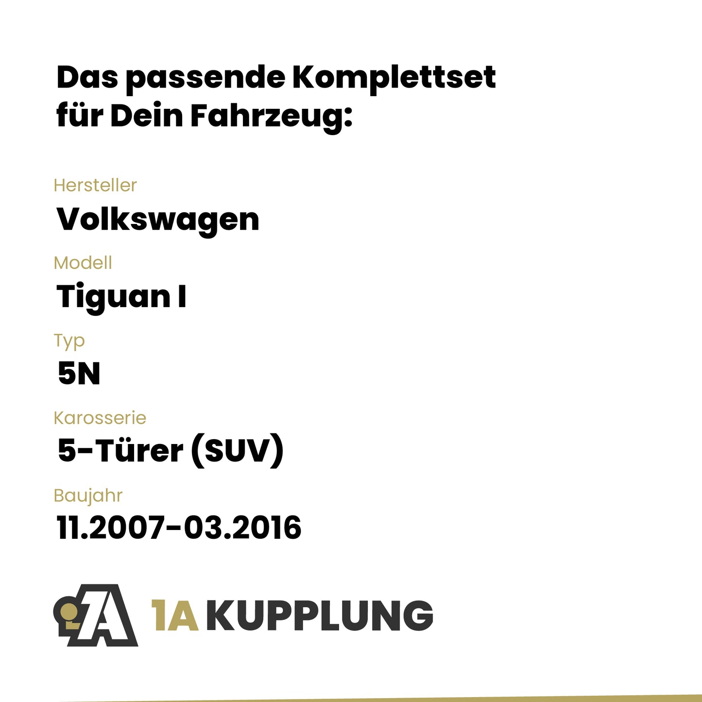 VW Tiguan I 5-Türer (SUV) 11.2007-03.2016 5N BRiNK Anhängerkupplung mit JAEGER Elektrosatz