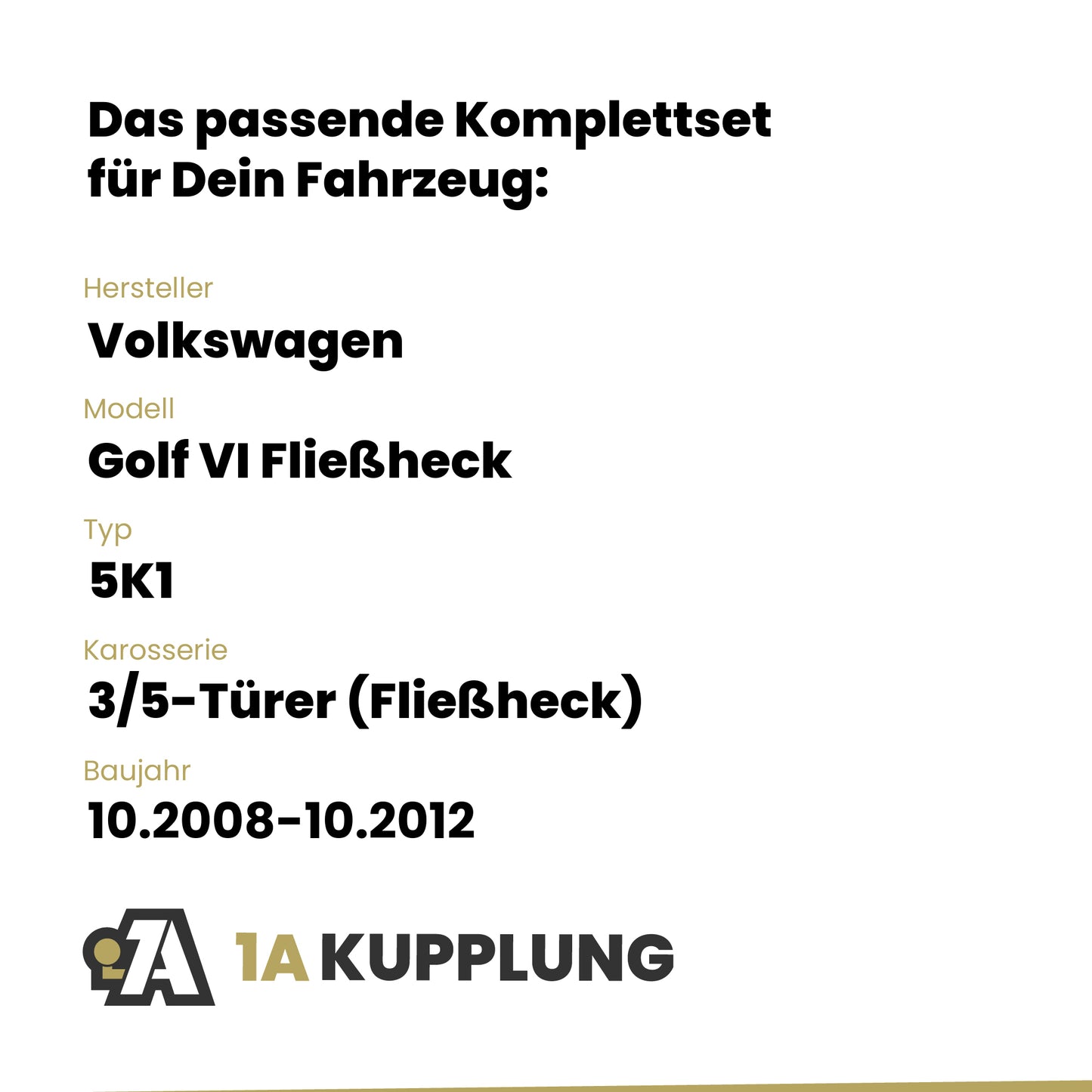 VW Golf VI Fließheck 3/5-Türer (Fließheck) 10.2008-10.2012 5K1 BRiNK Anhängerkupplung mit JAEGER Elektrosatz