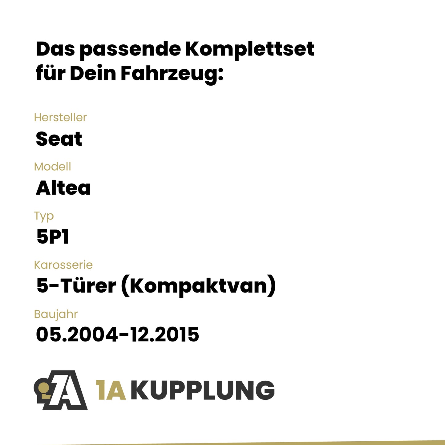 Seat Altea 5-Türer (Kompaktvan) 05.2004-12.2009 5P1 BRiNK Anhängerkupplung mit JAEGER Elektrosatz
