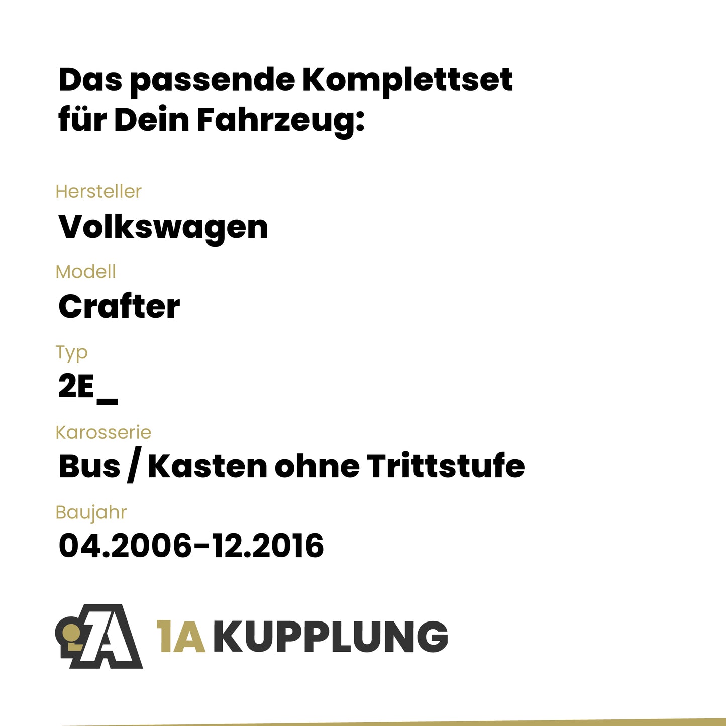VW Crafter Bus / Kasten ohne Trittstufe 04.2006-12.2016 2E_ BRiNK Anhängerkupplung mit JAEGER Elektrosatz
