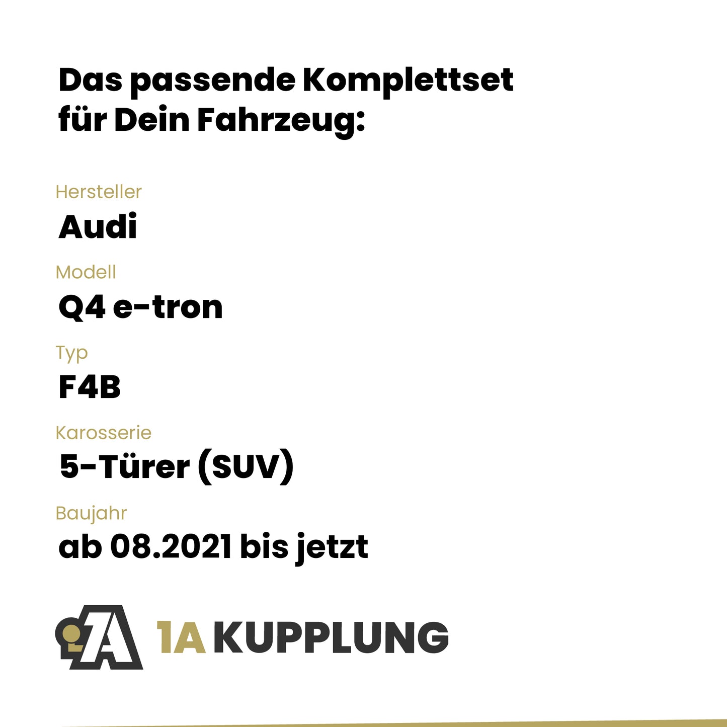 Audi Q4 e-tron 5-Türer (SUV) ab 08.2021 F4B BRiNK Anhängerkupplung mit JAEGER Elektrosatz