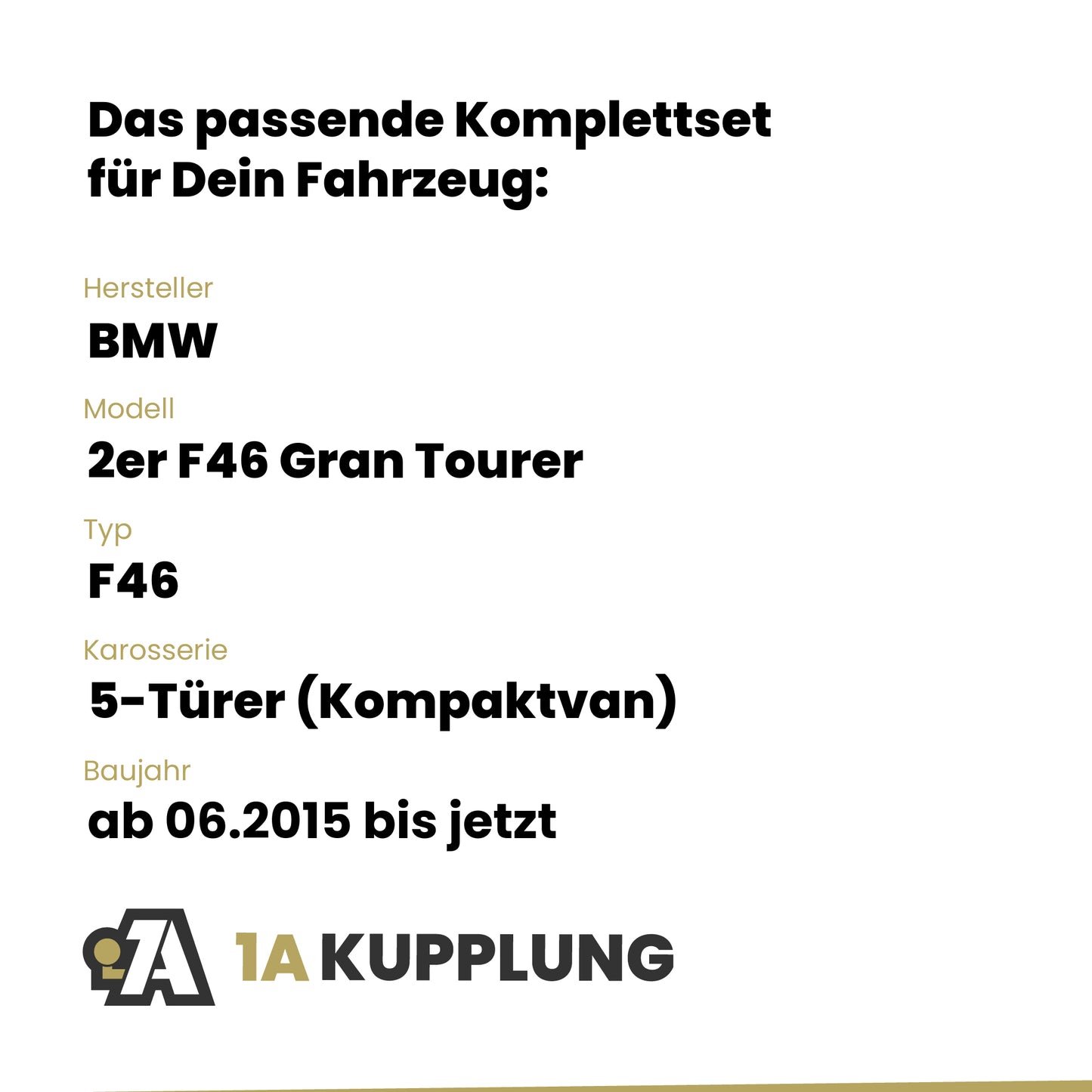 BMW 2er F46 Gran Tourer 5-Türer (Kompaktvan) ab 06.2015 F46 BRiNK Anhängerkupplung mit JAEGER Elektrosatz