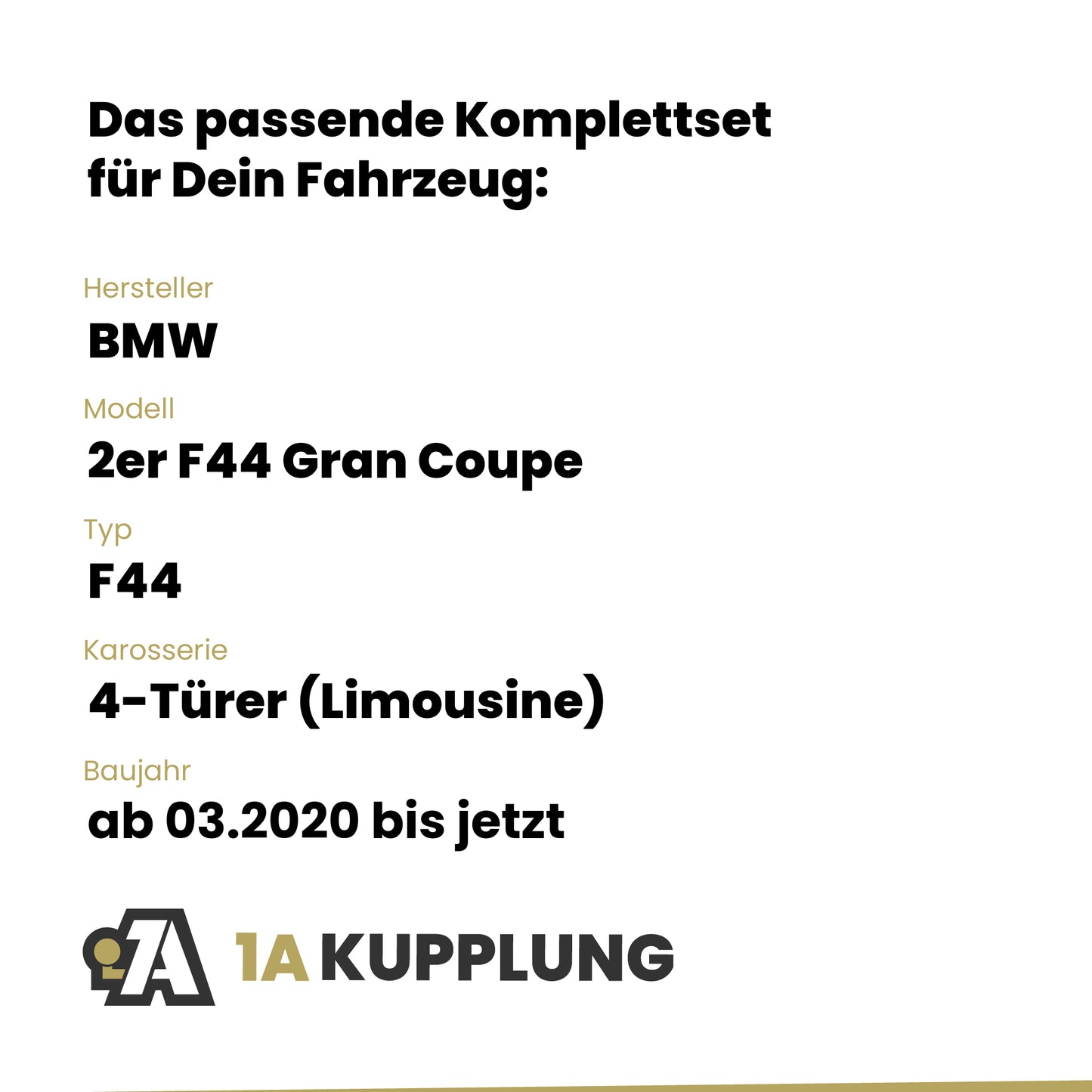 BMW 2er F44 Gran Coupe 4-Türer (Limousine) ab 03.2020 F44 BRiNK Anhängerkupplung mit JAEGER Elektrosatz