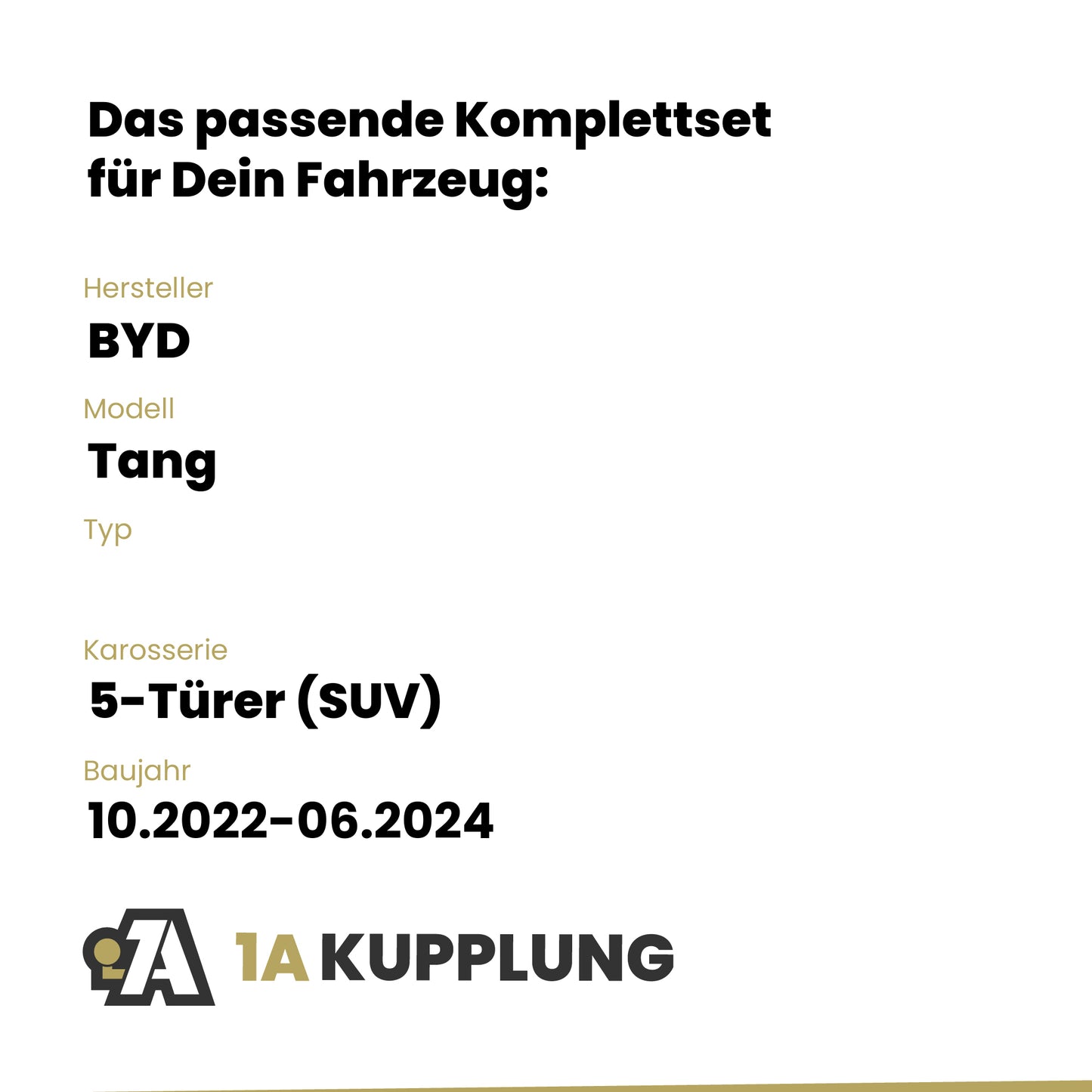 BYD Tang 5-Türer (SUV) 10.2022-06.2024 BRiNK Anhängerkupplung mit JAEGER Elektrosatz