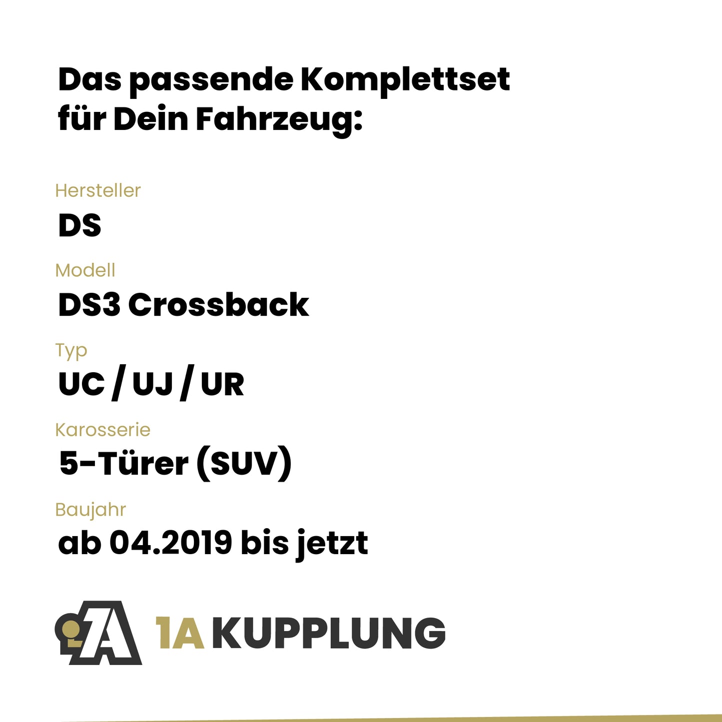 DS DS3 Crossback 5-Türer (SUV) ab 04.2019 UC / UJ / UR BRiNK Anhängerkupplung mit JAEGER Elektrosatz