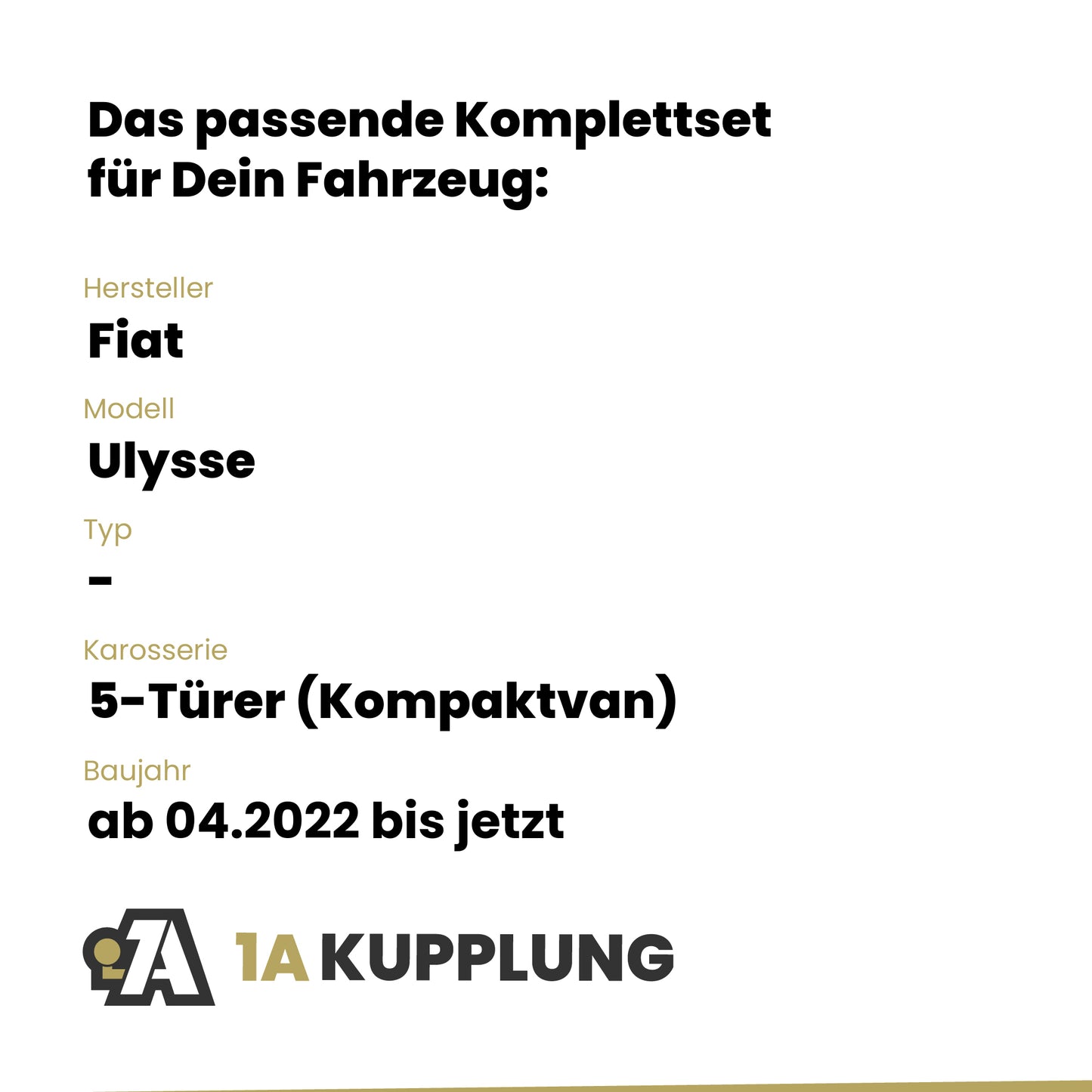 Fiat Ulysse 5-Türer (Kompaktvan) ab 04.2022 - BRiNK Anhängerkupplung mit JAEGER Elektrosatz