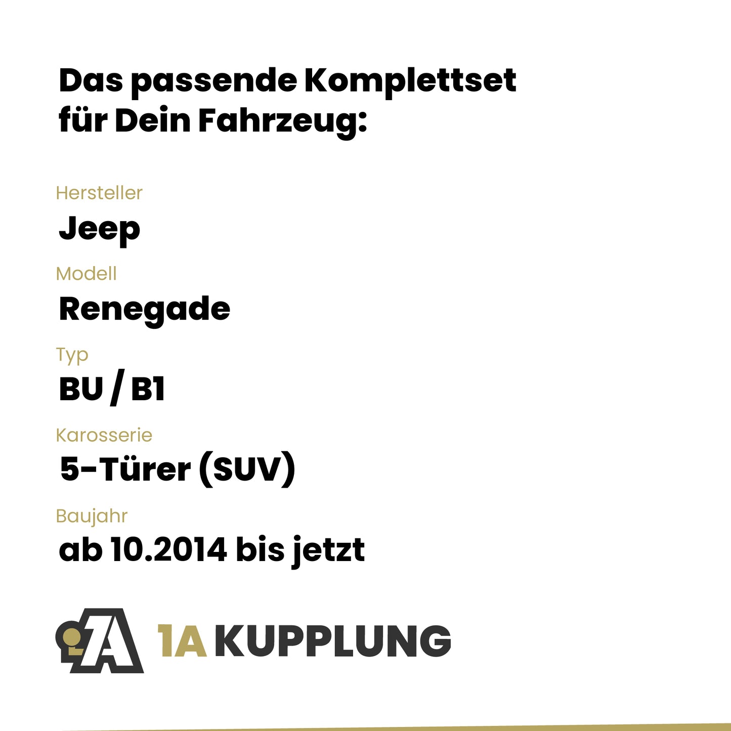 Jeep Renegade 5-Türer (SUV) ab 10.2014 BU / B1 BRiNK Anhängerkupplung mit JAEGER Elektrosatz