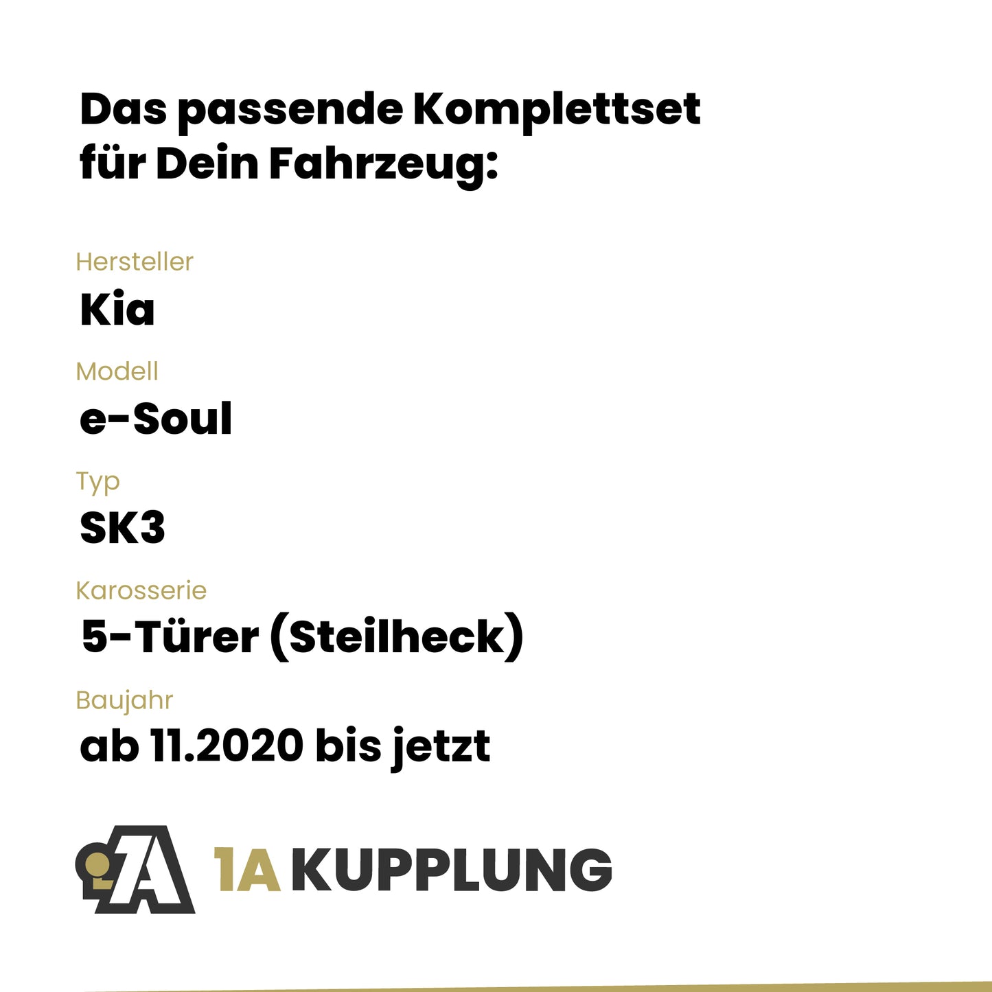 Kia e-Soul 5-Türer (Steilheck) ab 11.2020 SK3 BRiNK Anhängerkupplung mit JAEGER Elektrosatz
