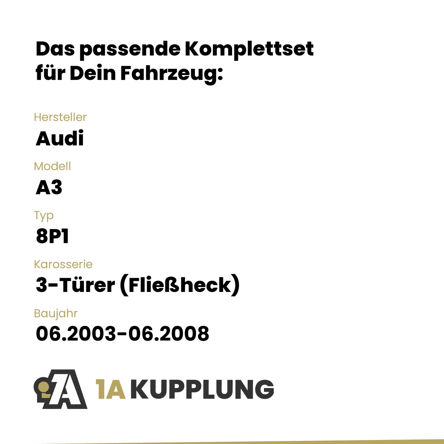Audi A3 3-Türer (Fließheck) 06.2003-06.2008 8P1 BRiNK Anhängerkupplung mit JAEGER Elektrosatz