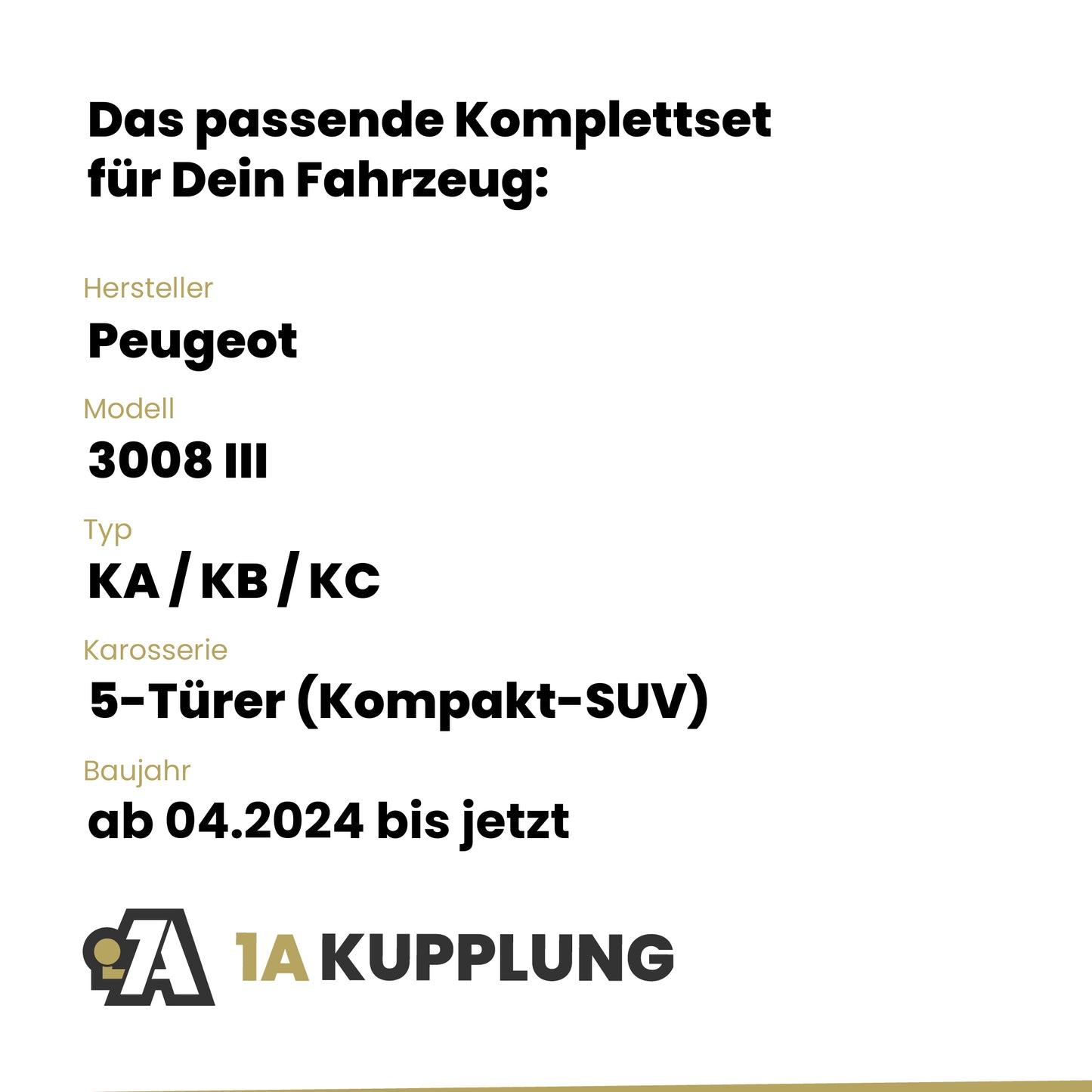 Peugeot 3008 III 5-Türer (Kompakt-SUV) ab 04.2024 KA / KB / KC BRiNK Anhängerkupplung mit JAEGER Elektrosatz