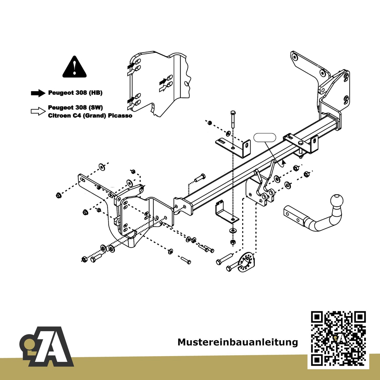 Citroen C4 SpaceTourer & Grand 5-Türer (Kompaktvan) ab 05.2018 3A_/3E_ ORIS Anhängerkupplung mit JAEGER Elektrosatz