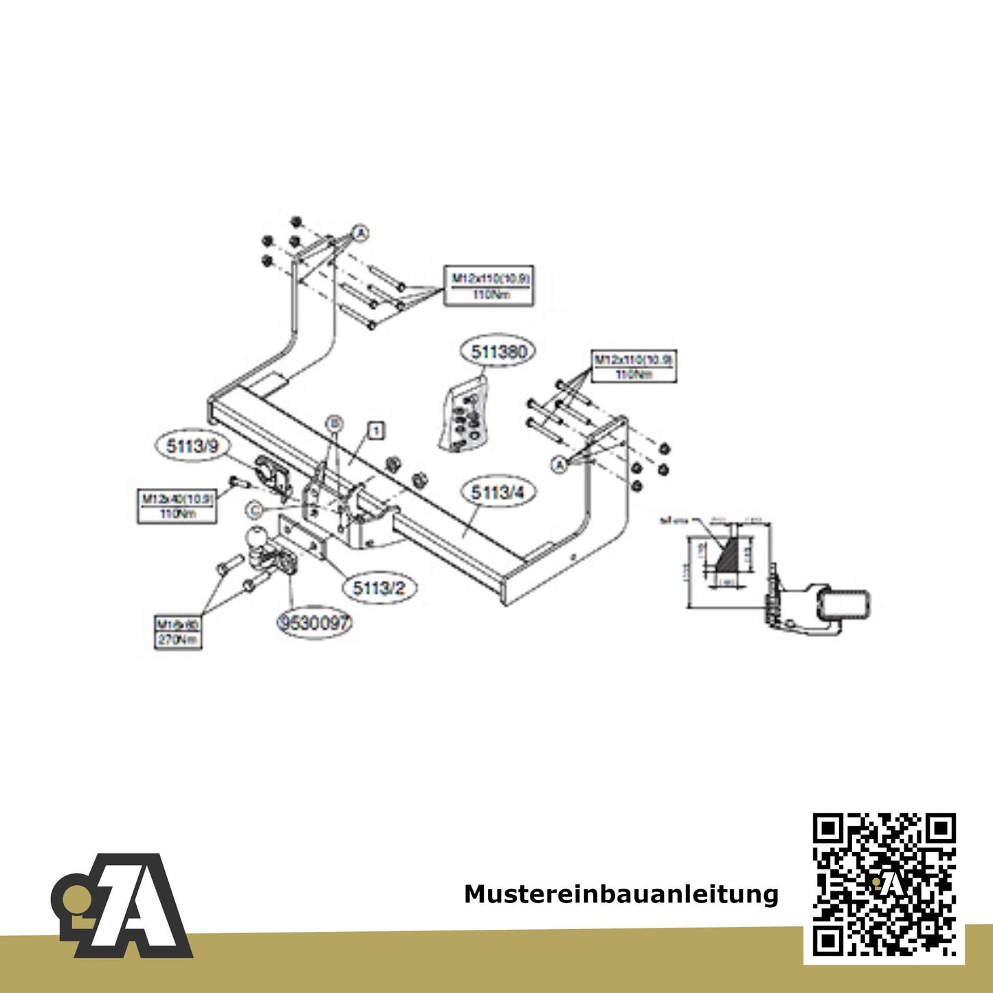 Mercedes Sprinter Bus / Kasten mit Trittstufe 04.2006-05.2018 906 / 3665mm, 4325mm BRiNK Anhängerkupplung mit JAEGER Elektrosatz